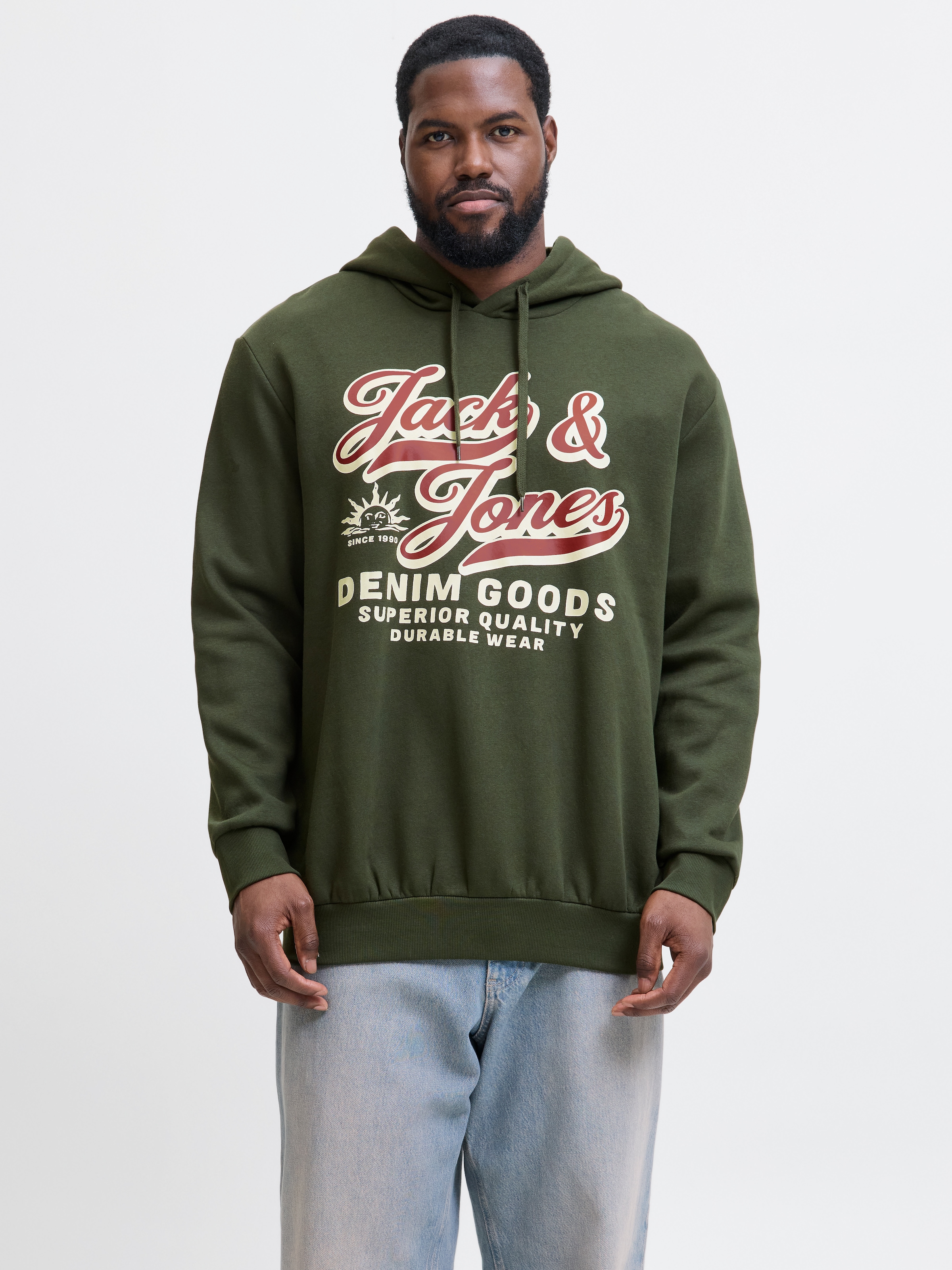 Jack & Jones PlusSize Hoodie »JJELOGO SWEAT HOOD 2 COL 24/25 NOOS PLS«, mit Logo Frontprint
