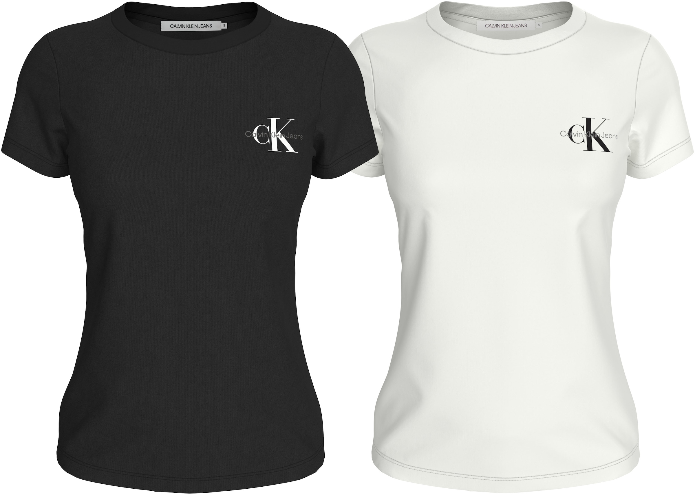 Rundhalsshirt »2-PACK MONOLOGO SLIM TEE«, mit Calvin Klein Jeans Logoprint auf der Brust