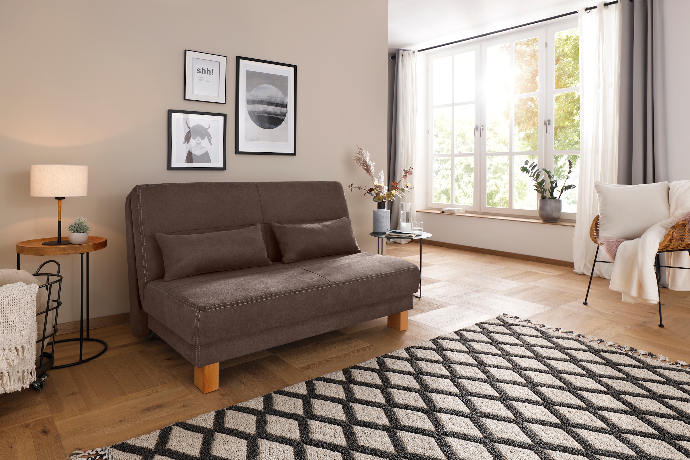 Home affaire Schlafsofa »Gina«, vom Sofa zum Bett mit einem Handgriff, in 4 Breiten, Nierenkissen