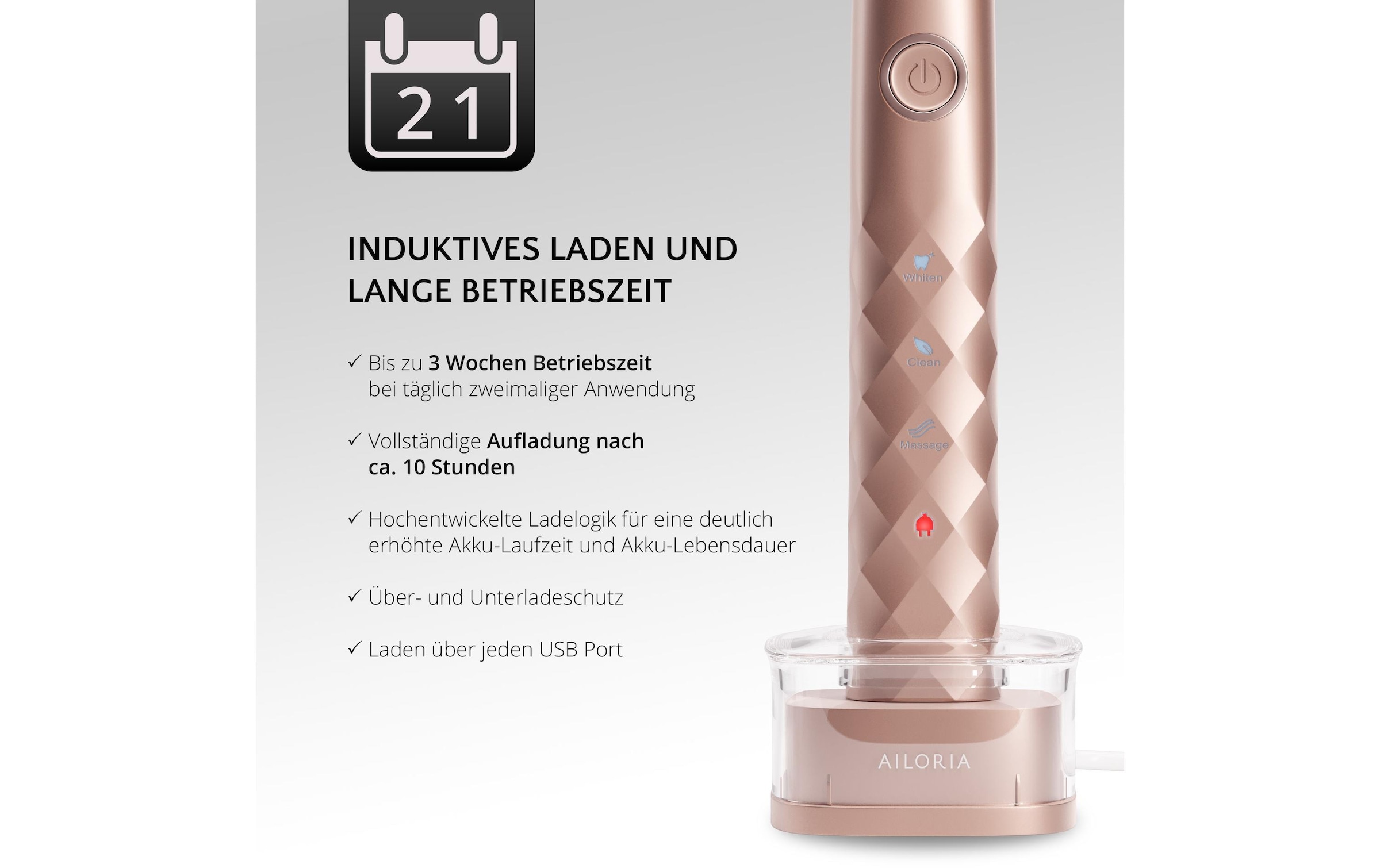 AILORIA Brosse à dents électrique »Schallzahnbürste Shine Bright Set« Schallzahnbürste Sommer-Edition mit Etui