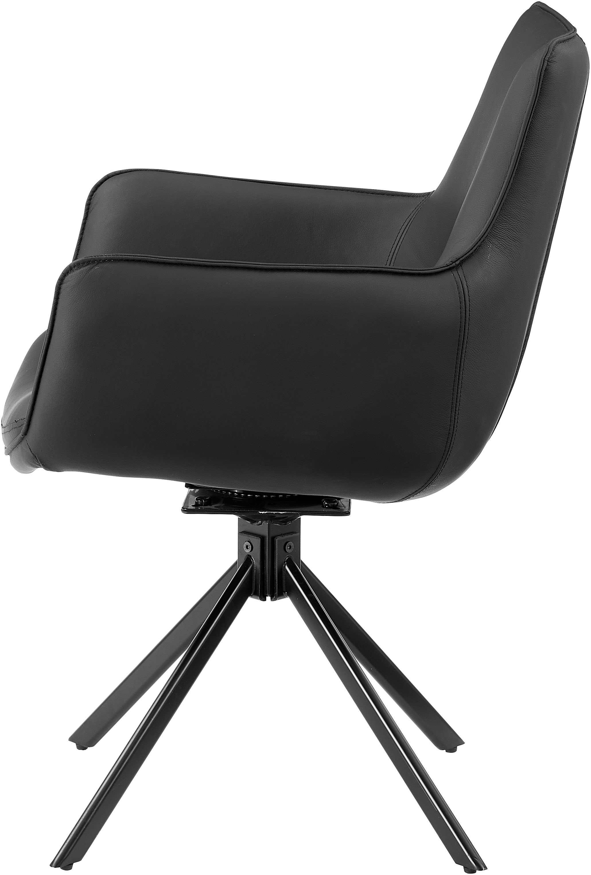 GOODproduct Drehstuhl (Set) 2 Stk.Naturleder Bezug, 360° drehbares Gestell aus Eisen