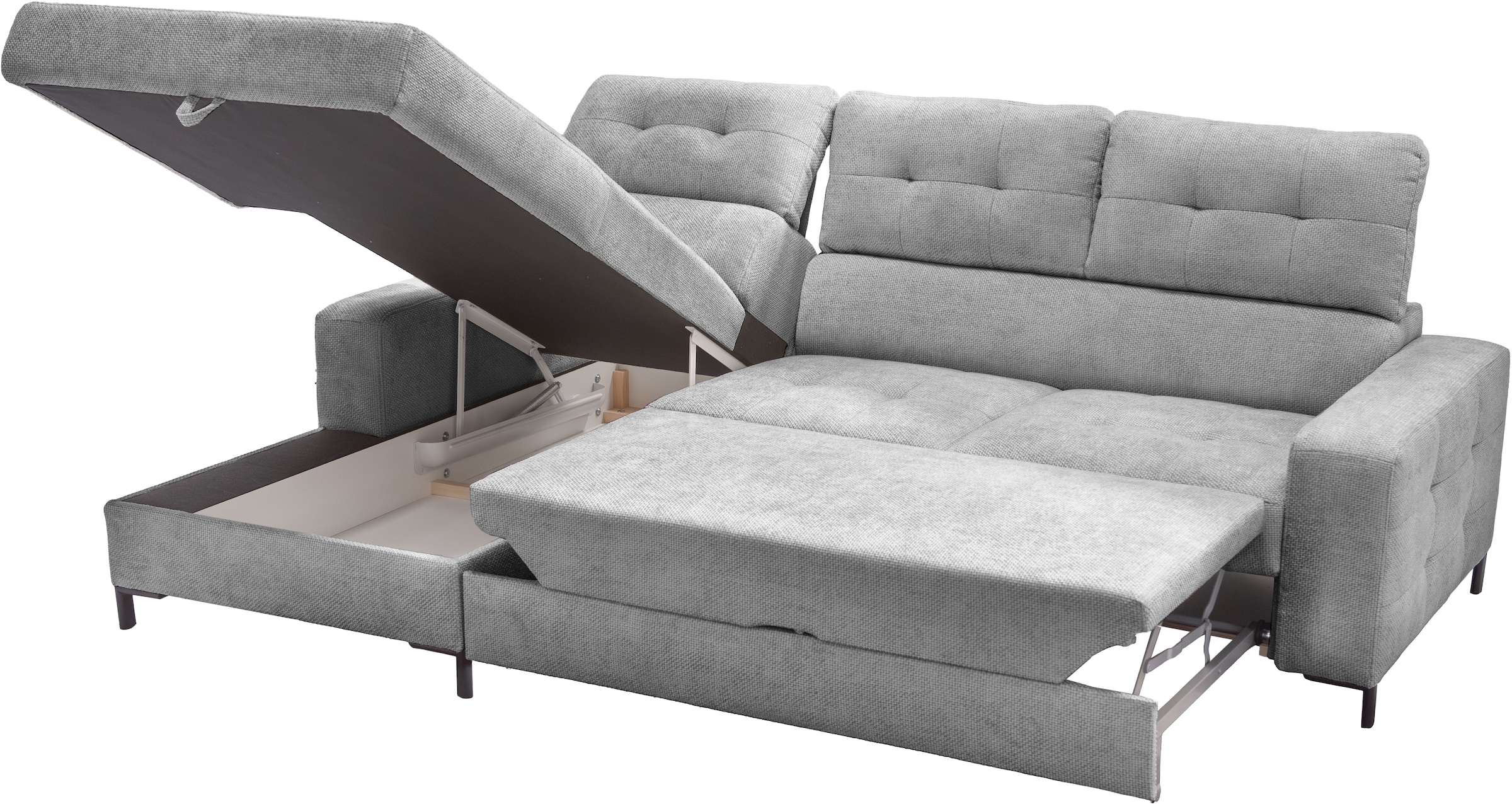 exxpo - sofa fashion Ecksofa »Bonito, mit Rücken- und Sitztiefenverstellung, inkl. Bett & Bettkasten« Sitztiefenverstellung,Höhenverstellung
