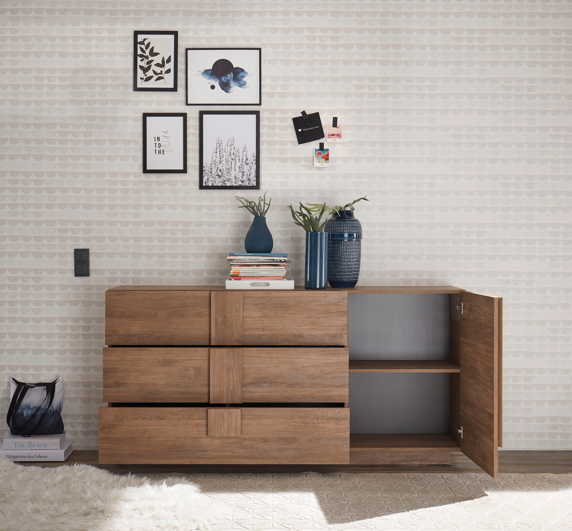 INOSIGN Sideboard »Jupiter, Breite 181 cm, Kommode 3 Türen- Soft Closing, 1 Schubkasten« , Anrichte, moderne Griffblende, FSC®, cleveres Stauraumkonzept