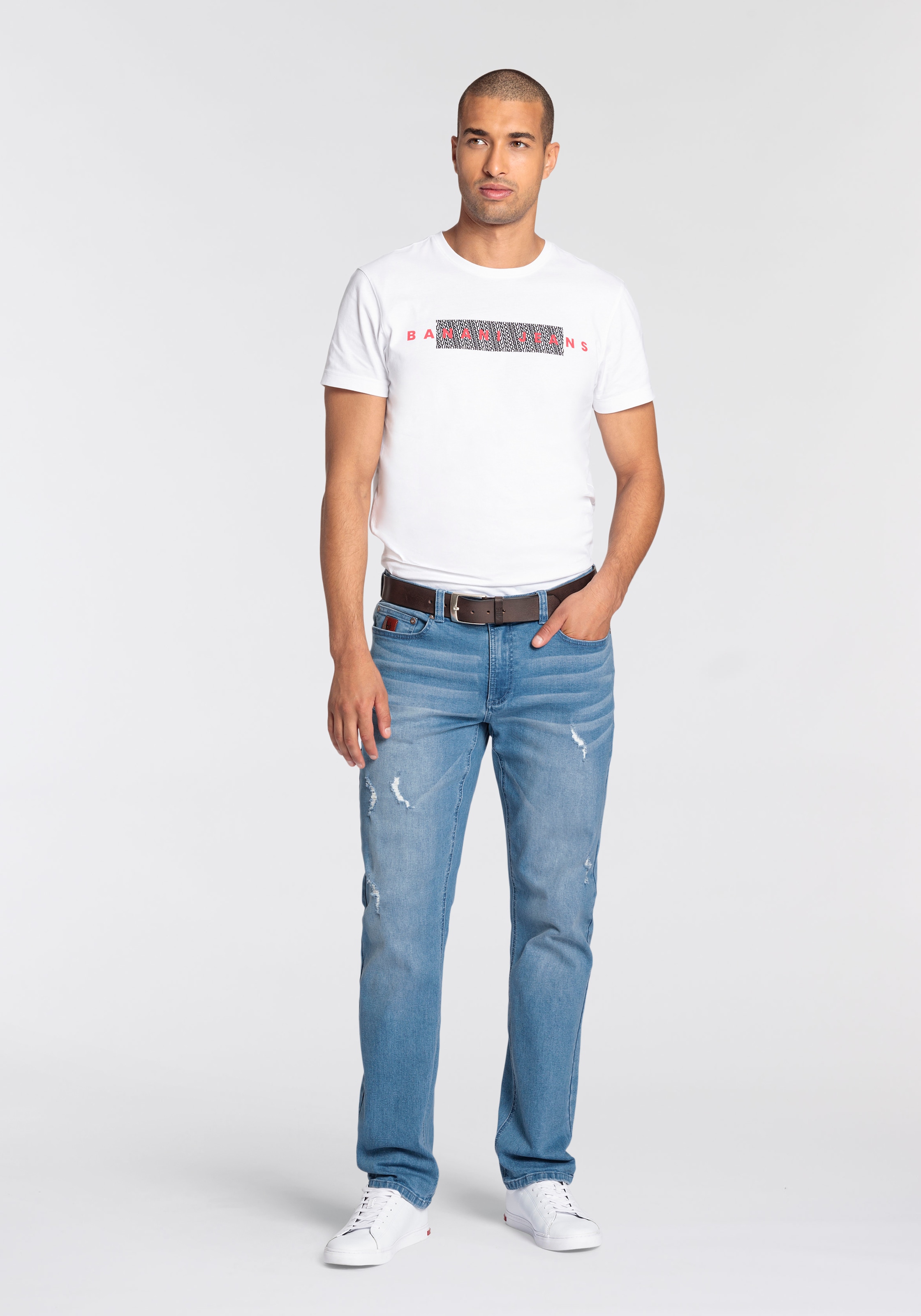 Bruno Banani Straight-Jeans »Hutch«, gerade Beinform, teilweise mit modischen Destroyed-Effekten