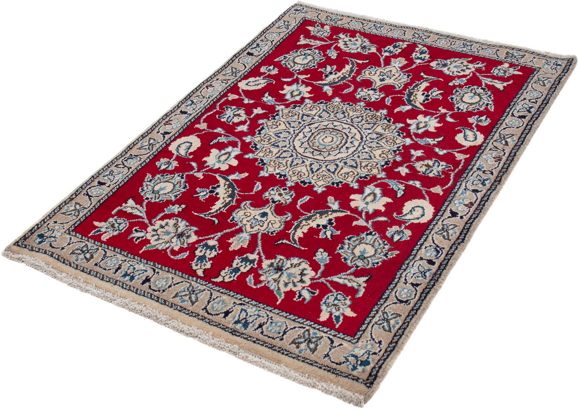 Image of morgenland Orientteppich »Perser - Nain - 134 x 90 cm - dunkelrot«, rechteckig, 10 mm Höhe, Wohnzimmer, Handgeknüpft, Einzelstück mit Zertifikat bei Ackermann Versand Schweiz