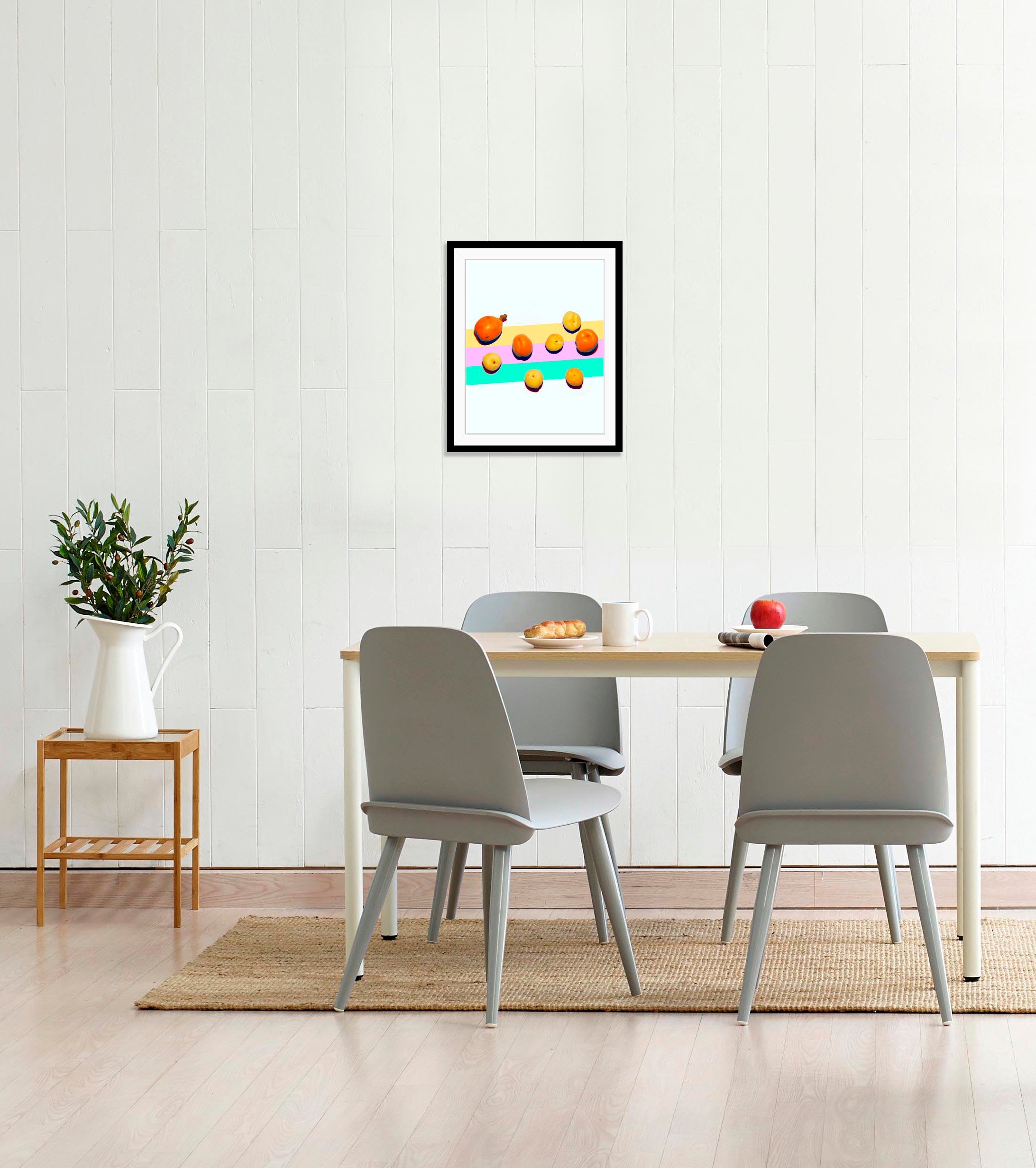 Image of queence Bild "Maurice" Essen Figuren Kunst Lebensmittel Obst Obst Bilder 1 Stk. tlg. HD Premium Poster-Druck inkl. Holzrahmen
