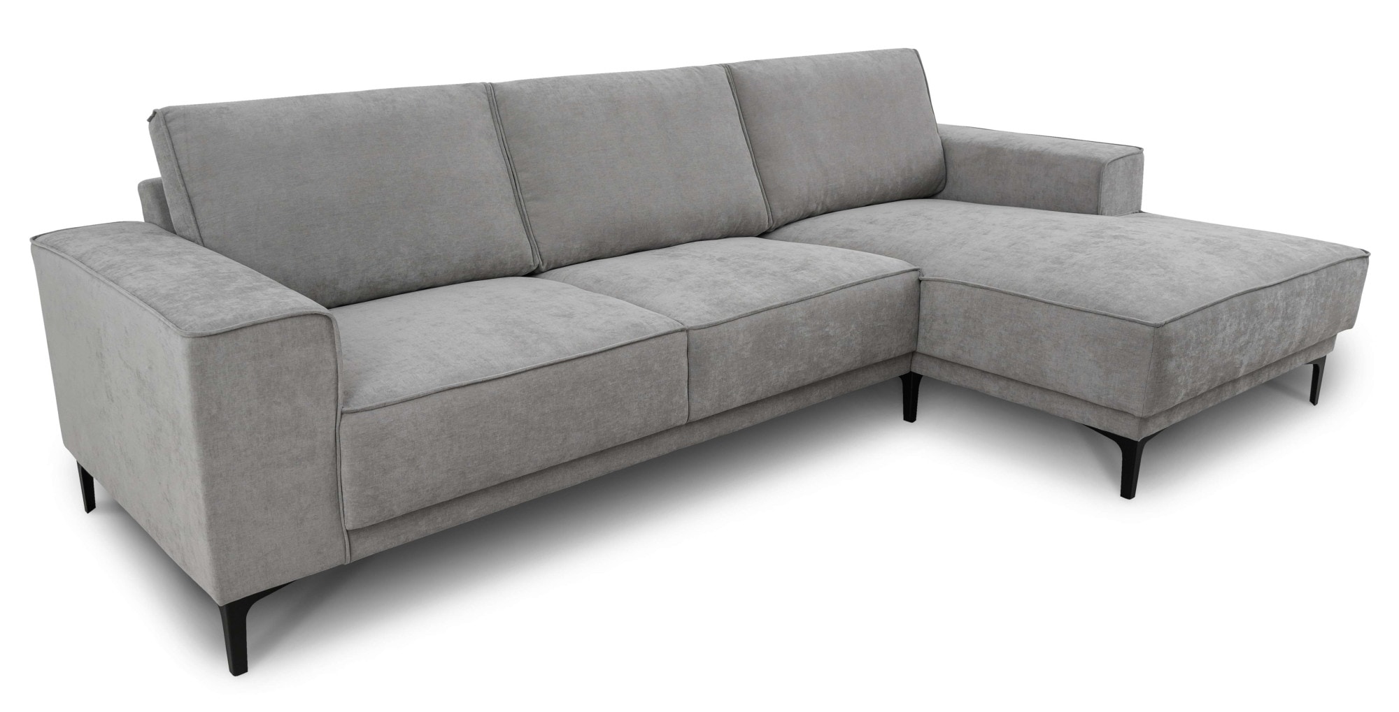 Places of Style Ecksofa »Polsterecke Oland, Struktur, Flachgewebe, Luxus-Microfaser, Boucle«, L-Form, 280 cm, Wellenunterfederung, Skandi-Design, Metallfüsse