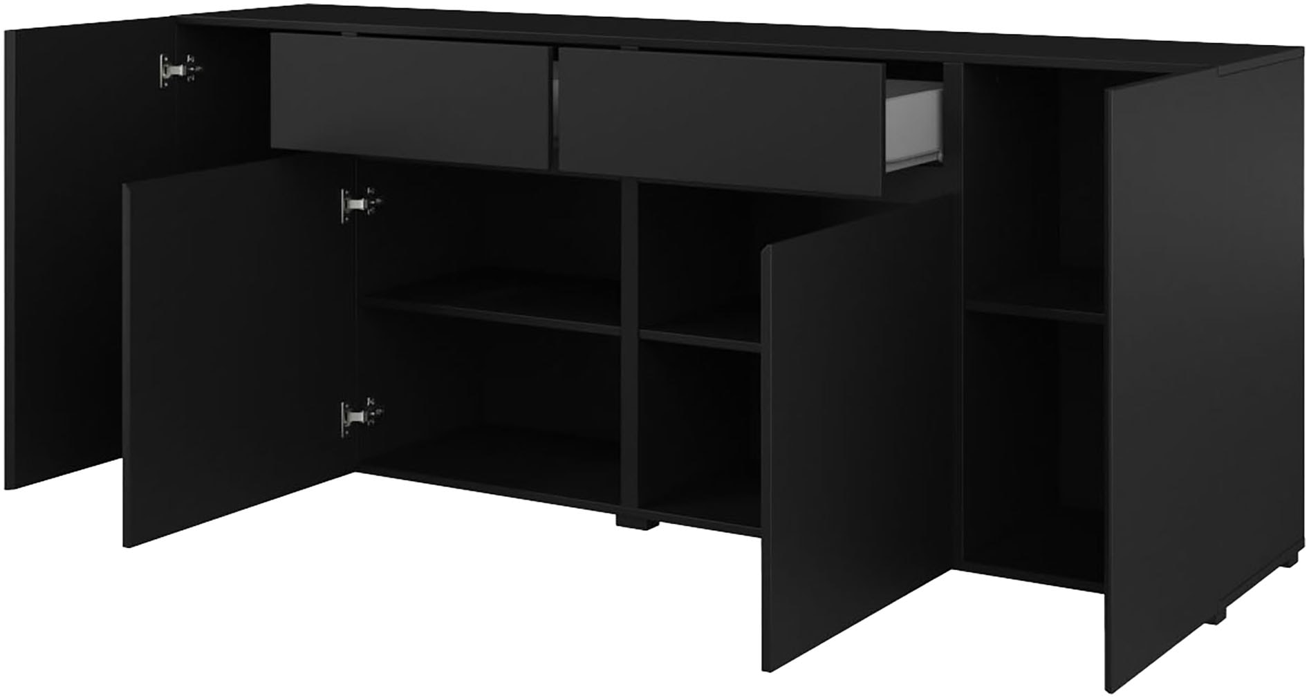 INOSIGN Sideboard »Metric,Breite 195 cm, grifflose Kommode 4 Türen/2 Schubkästen« Schubladenschrank mit viel Stauraum, Einlegeböden verstellbar