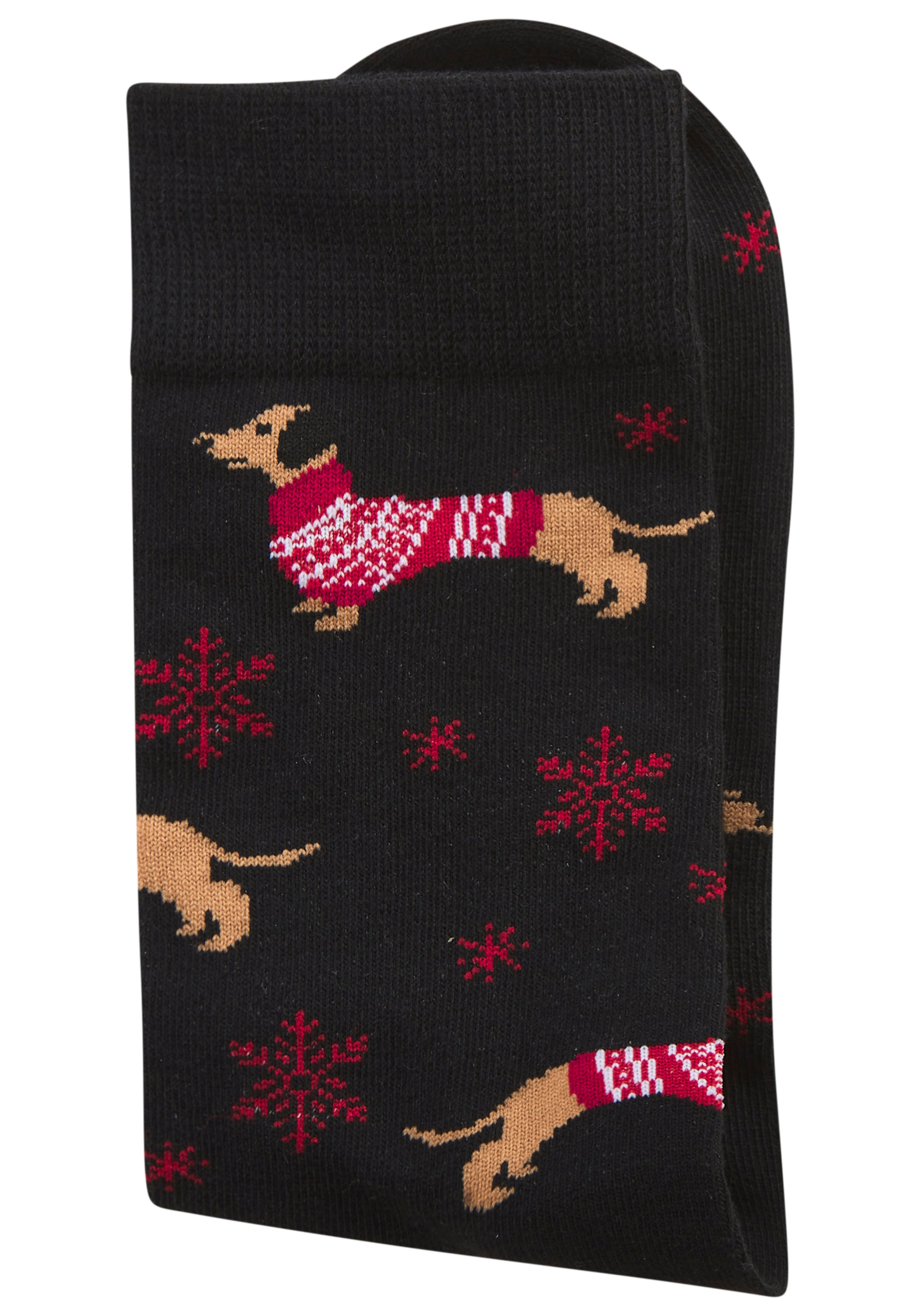 LASCANA Chaussettes Packung, 3 Couple tlg. mit weihnachtlichem Dackelmotiv