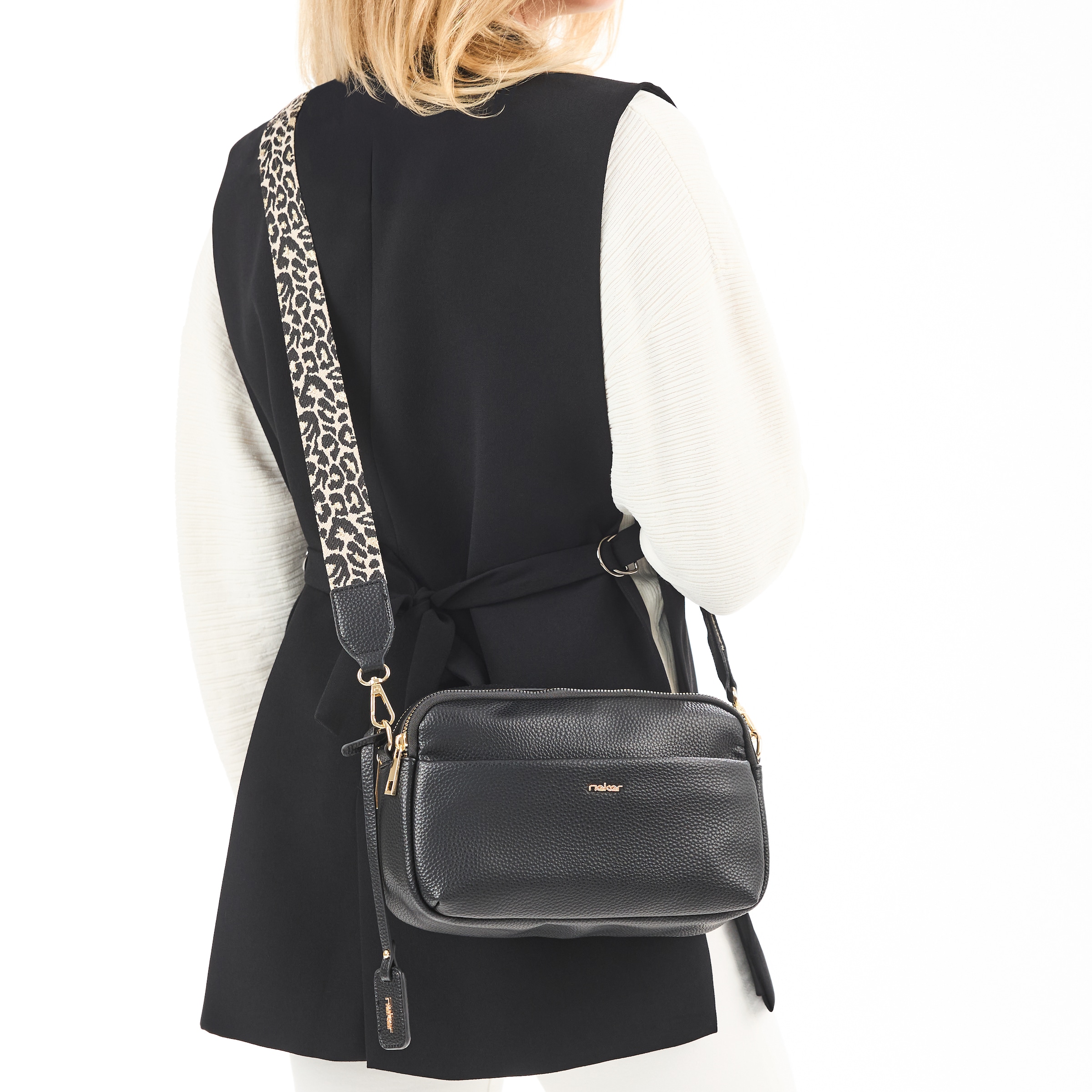 Rieker Umhängetasche Damen Schultertasche, Handtasche mit zwei Reissverschlüssen