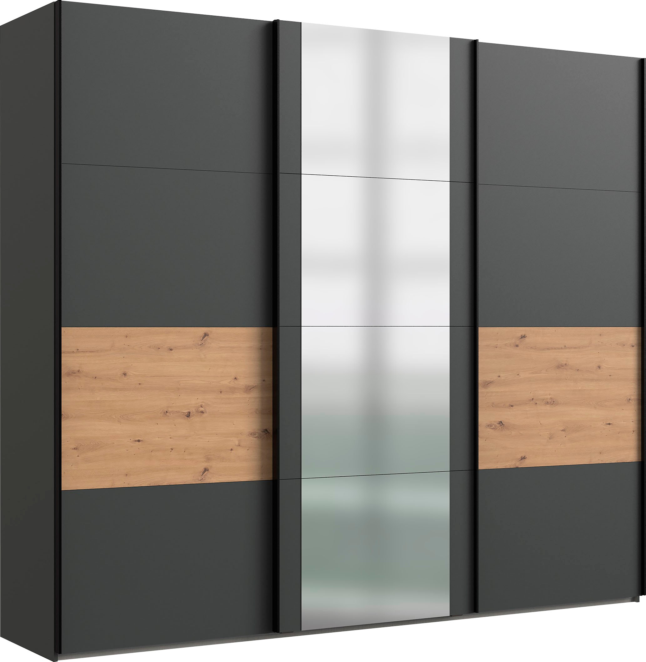 Wimex Schwebetürenschrank »Barmbek Schlafzimmerschrank BESTSELLER Garderobenschrank«, Kleiderschrank mit 2 Stoffboxen und 2 zusätzlichen Böden, Spiegeltür