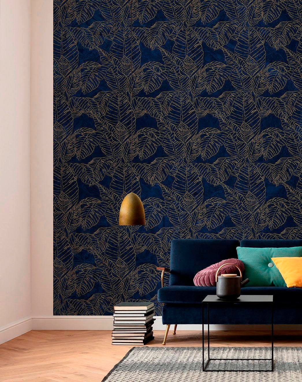 Komar Vliestapete »Digitaldruck Vlies - Feuille d'Or - Grösse 200 x 280 cm«, bedruckt, Wohnzimmer, Schlafzimmer