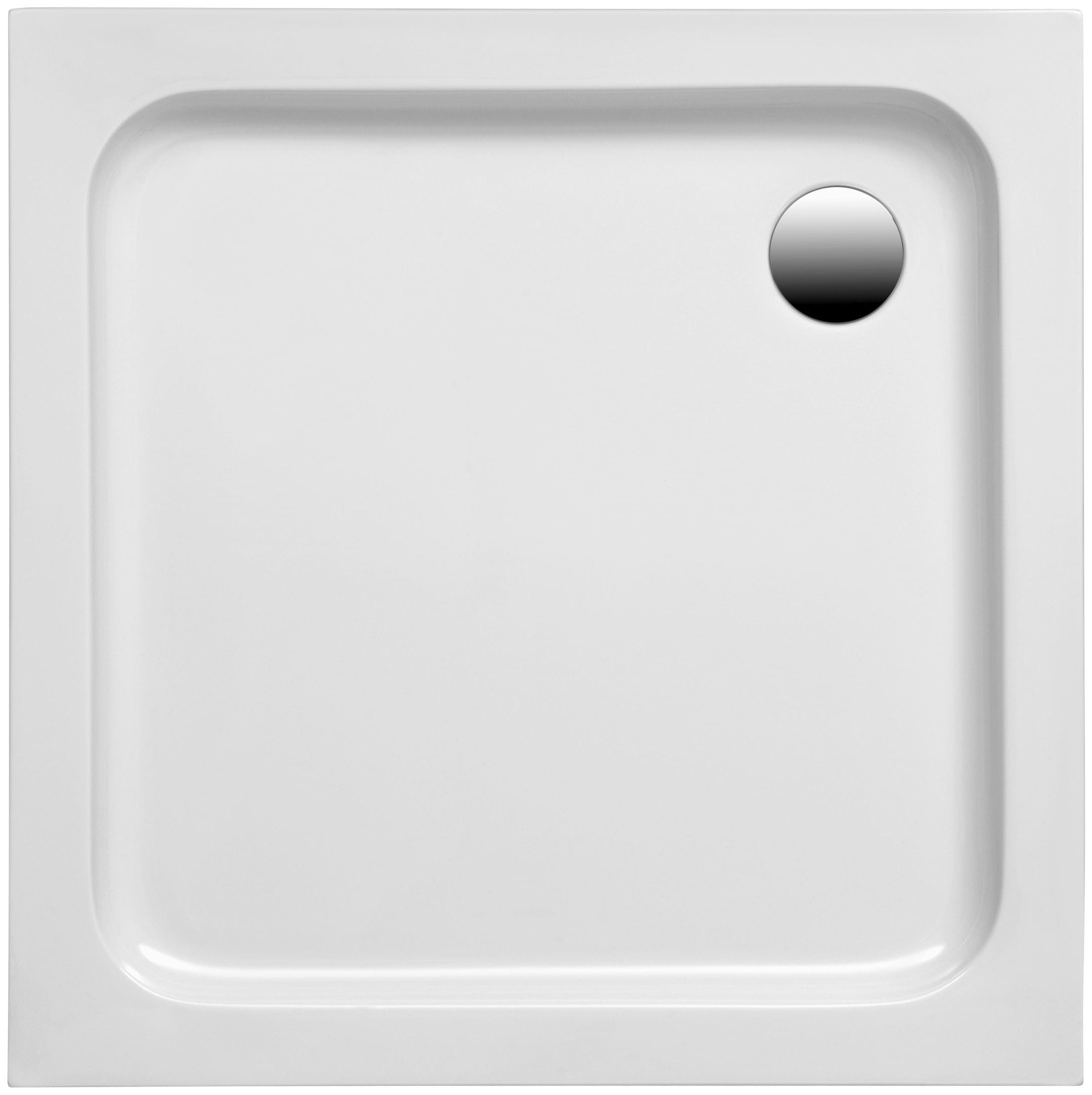 OTTOFOND Receveur de douche Ensemble,  80x80x6 cm, avec pied, garniture d’évacuation et bande d’étanchéité pour joints