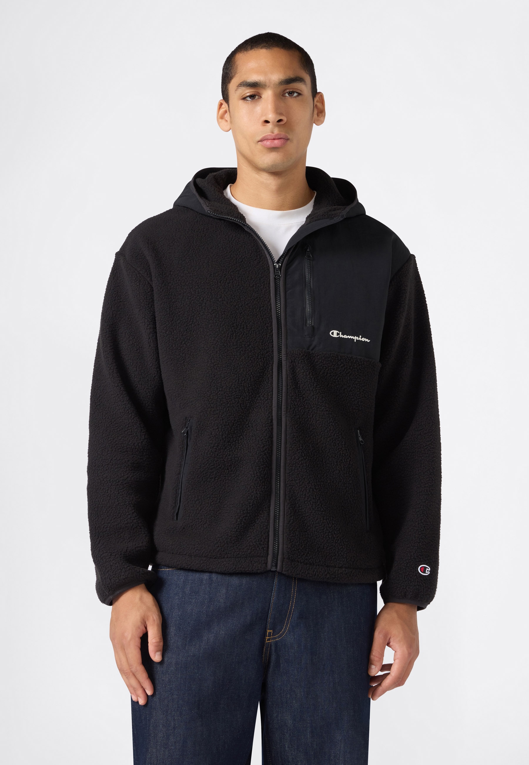 Image of Champion Kapuzensweatjacke "SPORTWEAR ZIP-UP HOODIE Relax Fit Polar" mit Taschen und Logostickereien