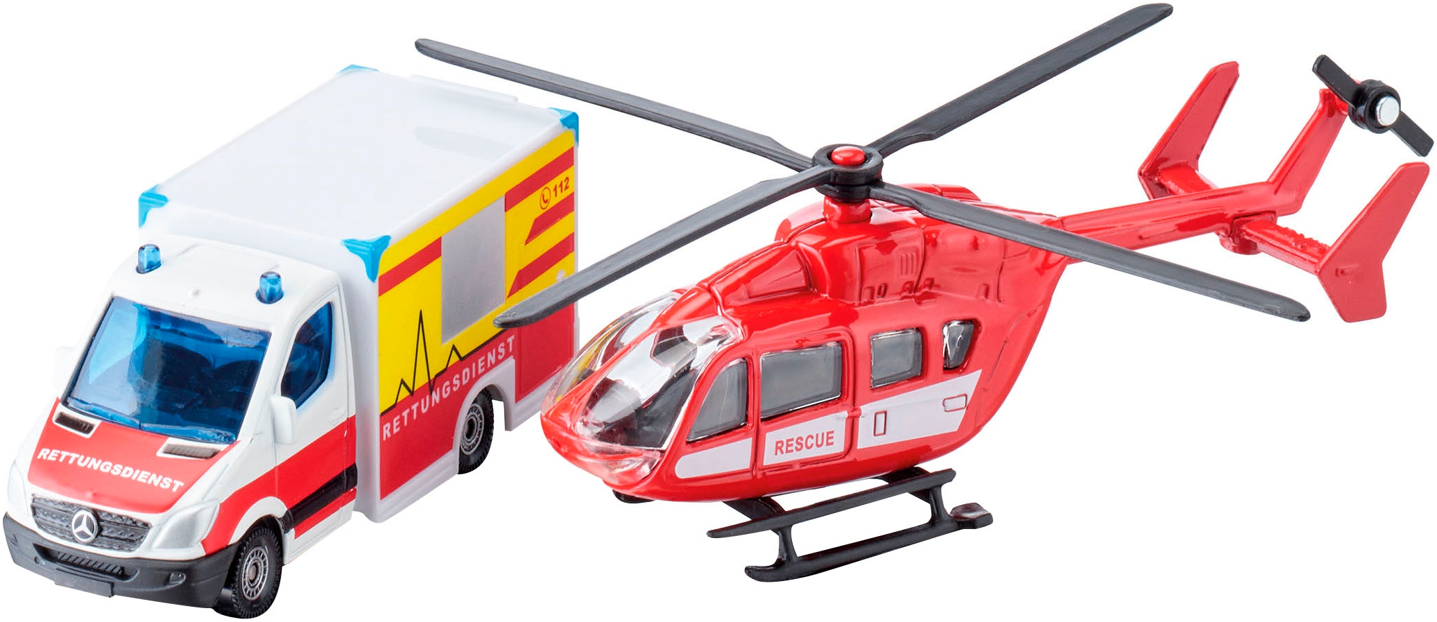 Siku Spielzeug-Krankenwagen »SIKU Super, Mercedes-Benz Rettungswagen und Helikopter (1748)«