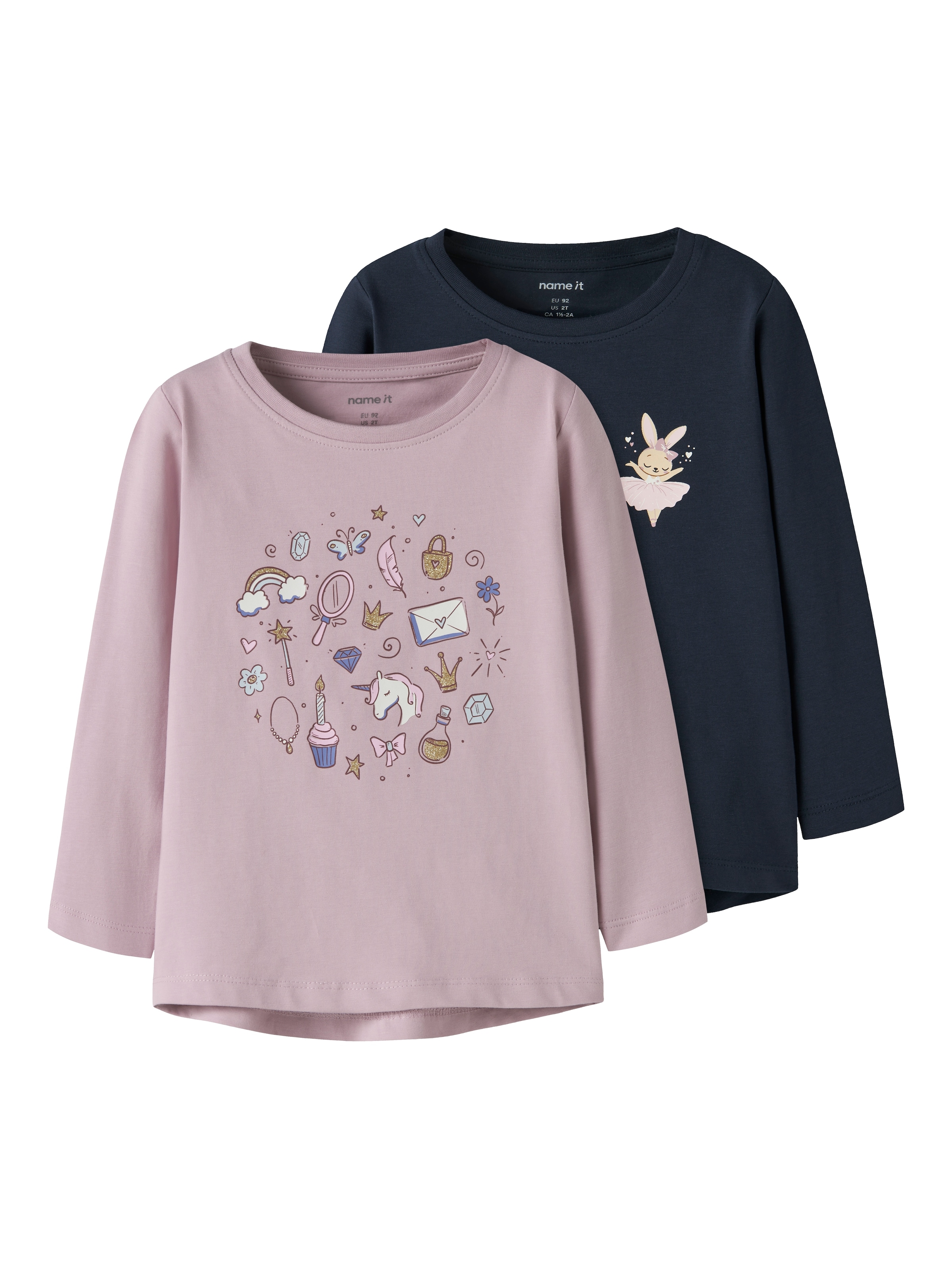 Image of Name It T-Shirt "NMFVIX 2P LS TOP" Packung, 2er-Pack, 2 tlg. Baumwollmischung