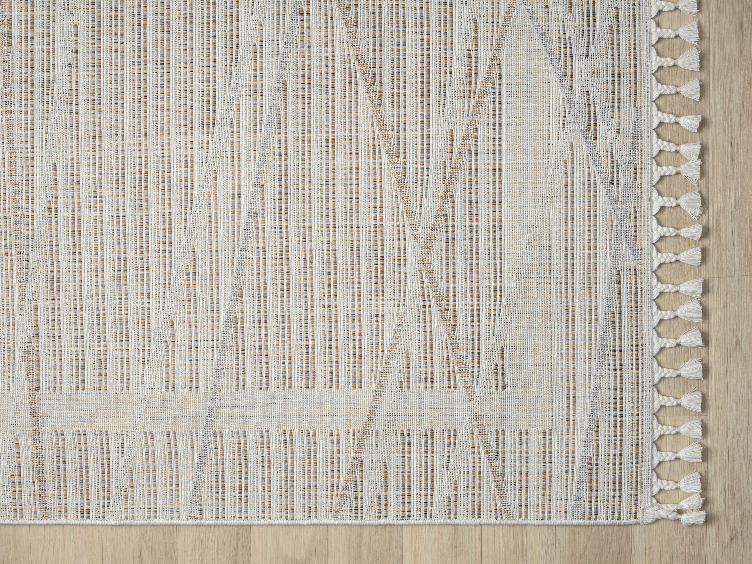 Myflair Möbel & Accessoires Teppich »Luana 1 Lagerräumung«, rechteckig, 10 mm Höhe, Kurzflor, Sisal Optik, Hoch-Tief Effekt, mit Fransen, besonders weich