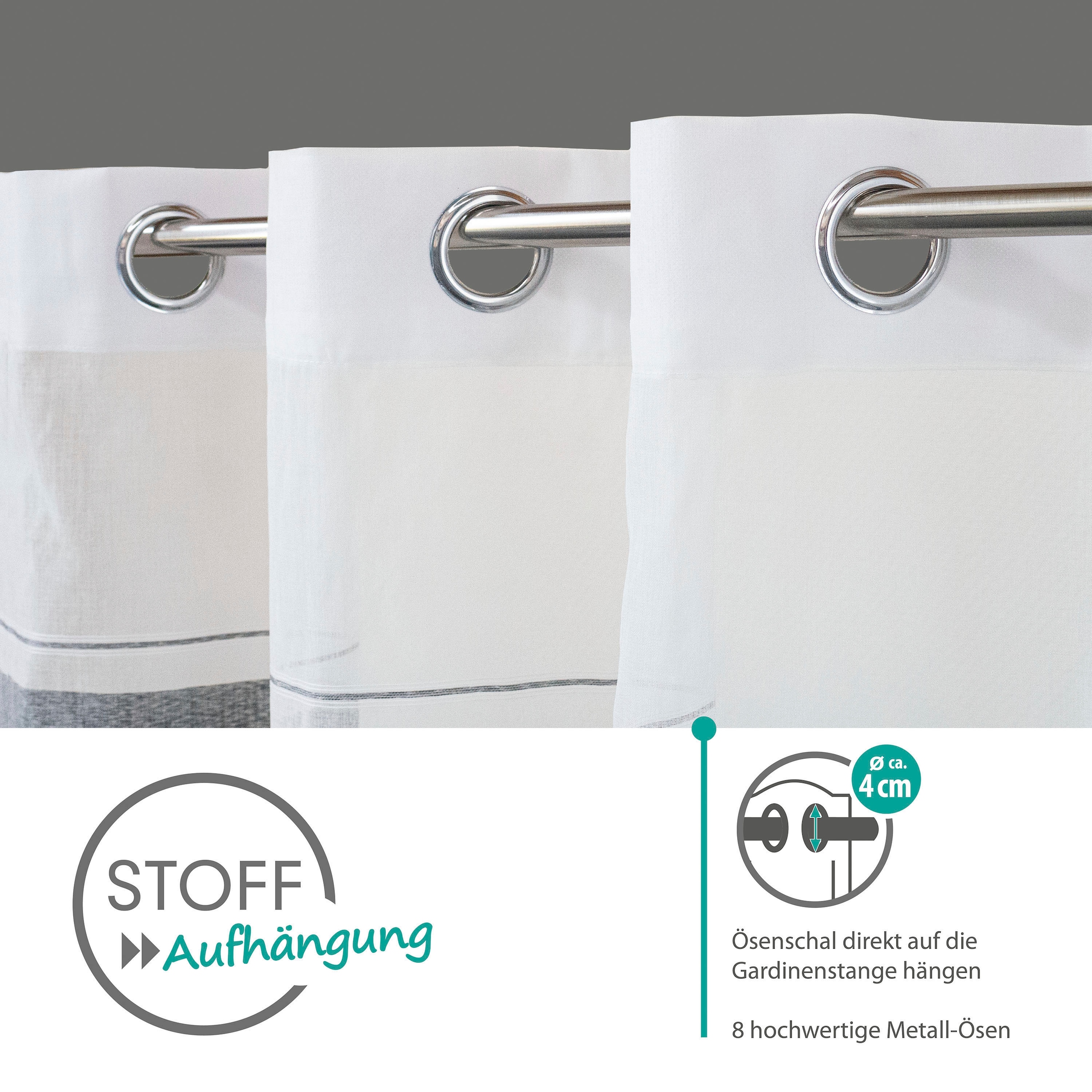 decolife Gardine »Vilmar« Ösen 1 Stk. tlg. mit schmalen und breiten Streifen