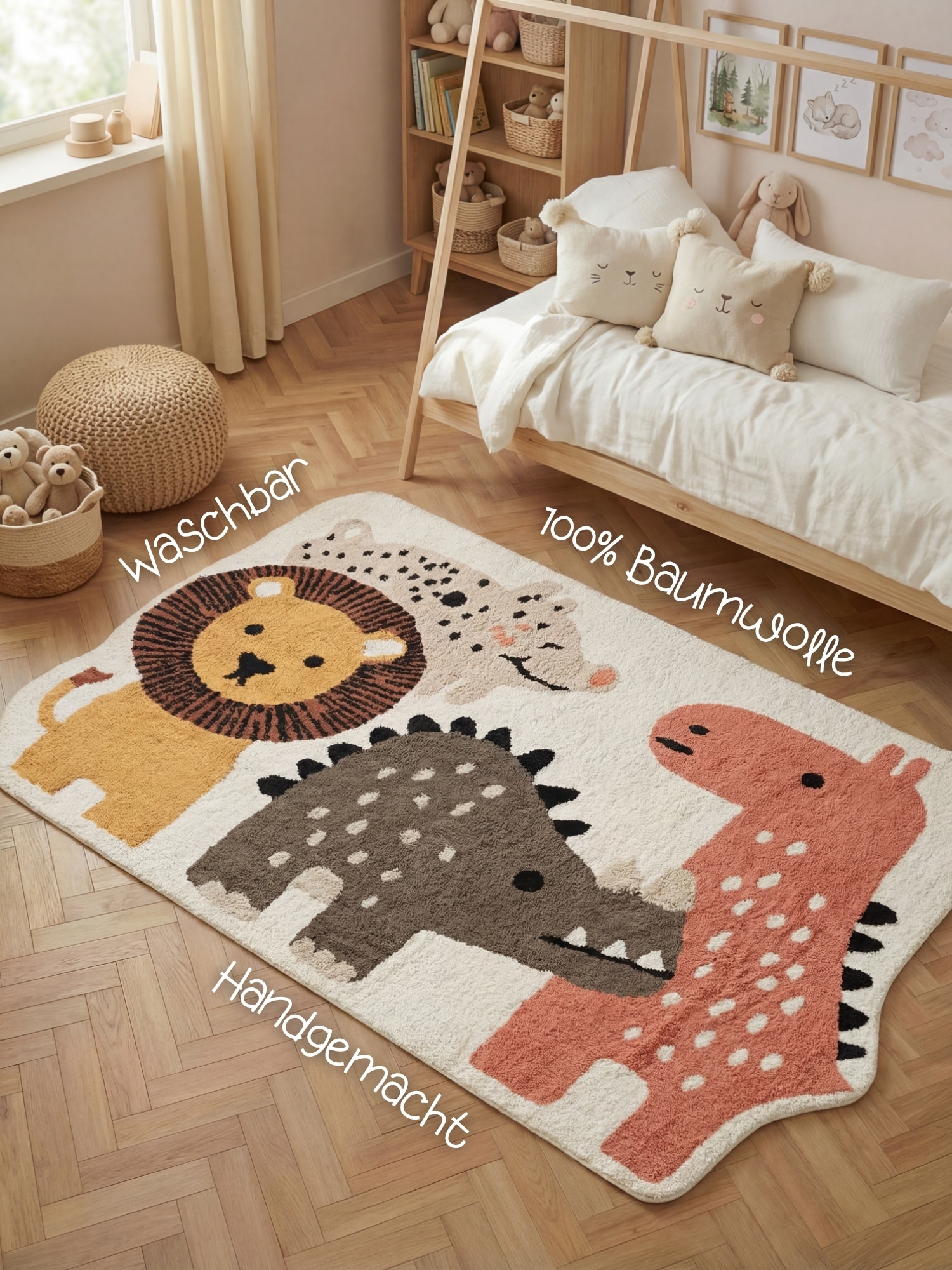 HANSE Home Tapis pour enfants »Zoey« Rectangulaire 10 mm Höhe lavable, fait main, doux, antidérapant, tapis de jeu pour chambre d'enfant