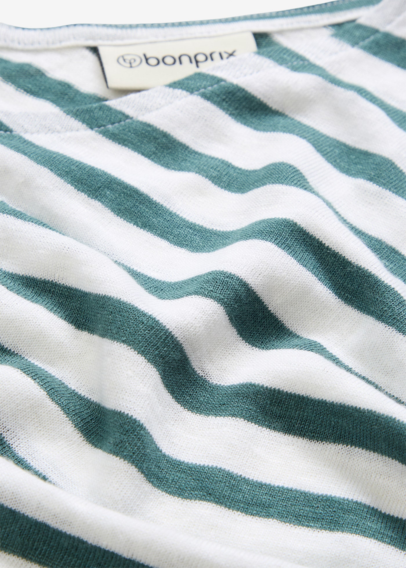 bonprix T-Shirt Oversize Passform, Kurzarm, V-Ausschnitt, aus Leinen, pflegeleicht