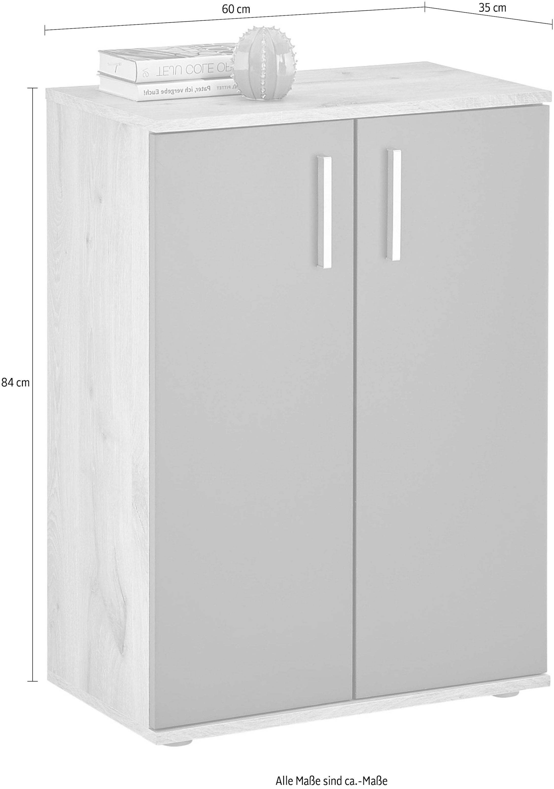 HBZ Kommode »BC-Drift-2, Mehrzweckschrank Stellmass BxHxT 60x84x35 cm« 1 Stk. tlg. Schrank mit 2 Türen und 1 Einlegeboden