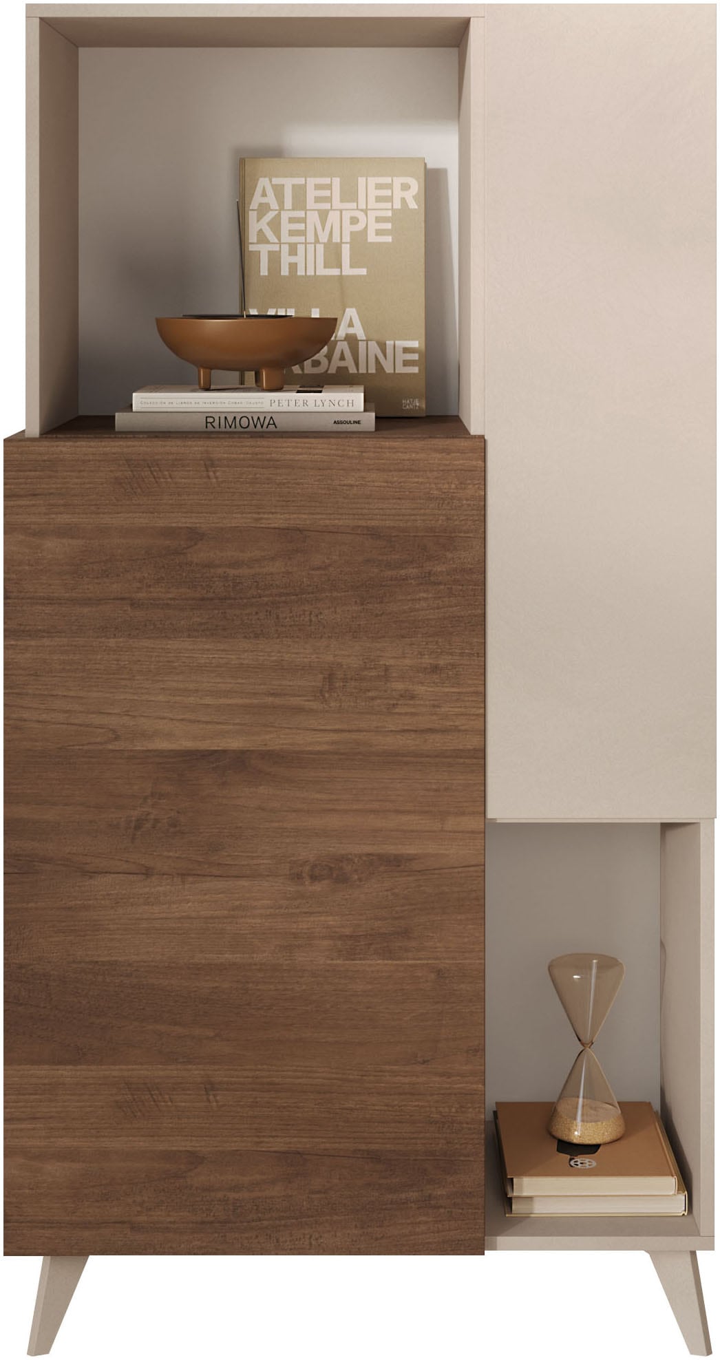 Image of Home affaire Highboard "Monaco Höhe 154 cm, Stauraumschrank mit 2 Türen (4 Fächer) und 2 offen" Hohe, schmale Kommode – sanftes Schliessen, edles Design, viel Platz