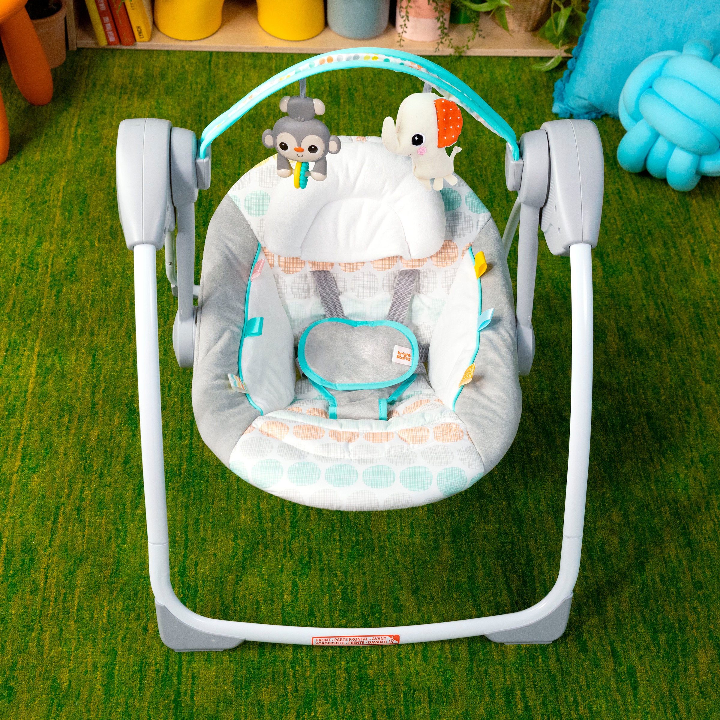 Bright Starts Babywippe »Whimsical Wild Portable Swing« bis 9 kg mit Sound-Effekt