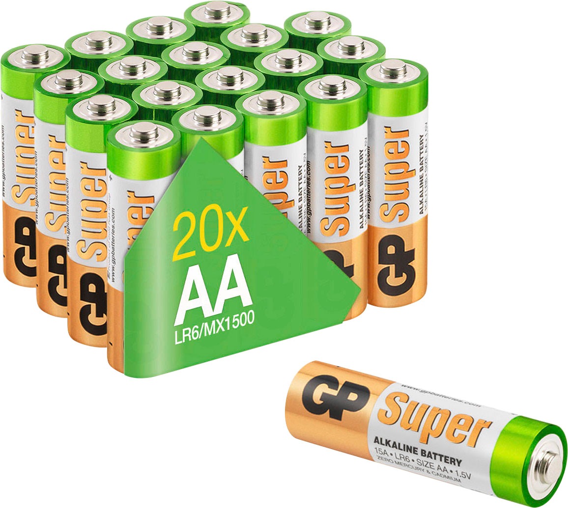 GP Batteries Batterie »20er Pack Super Alkaline AA«, LR6, 1,5 V, (Set, 20 St.)