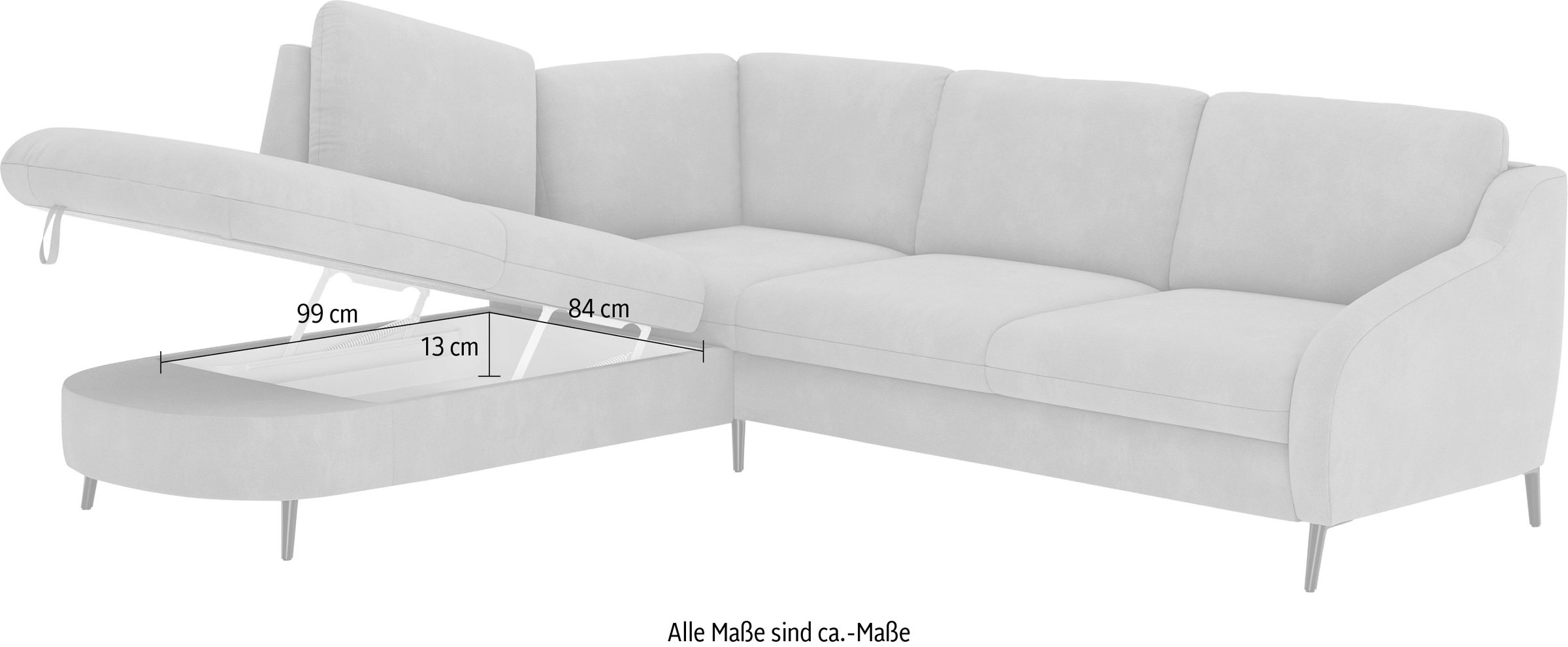 sit&more Ecksofa »Soul L-Form«, wahlweise mit Bettfunktion und Bettkasten oder Schubkasten