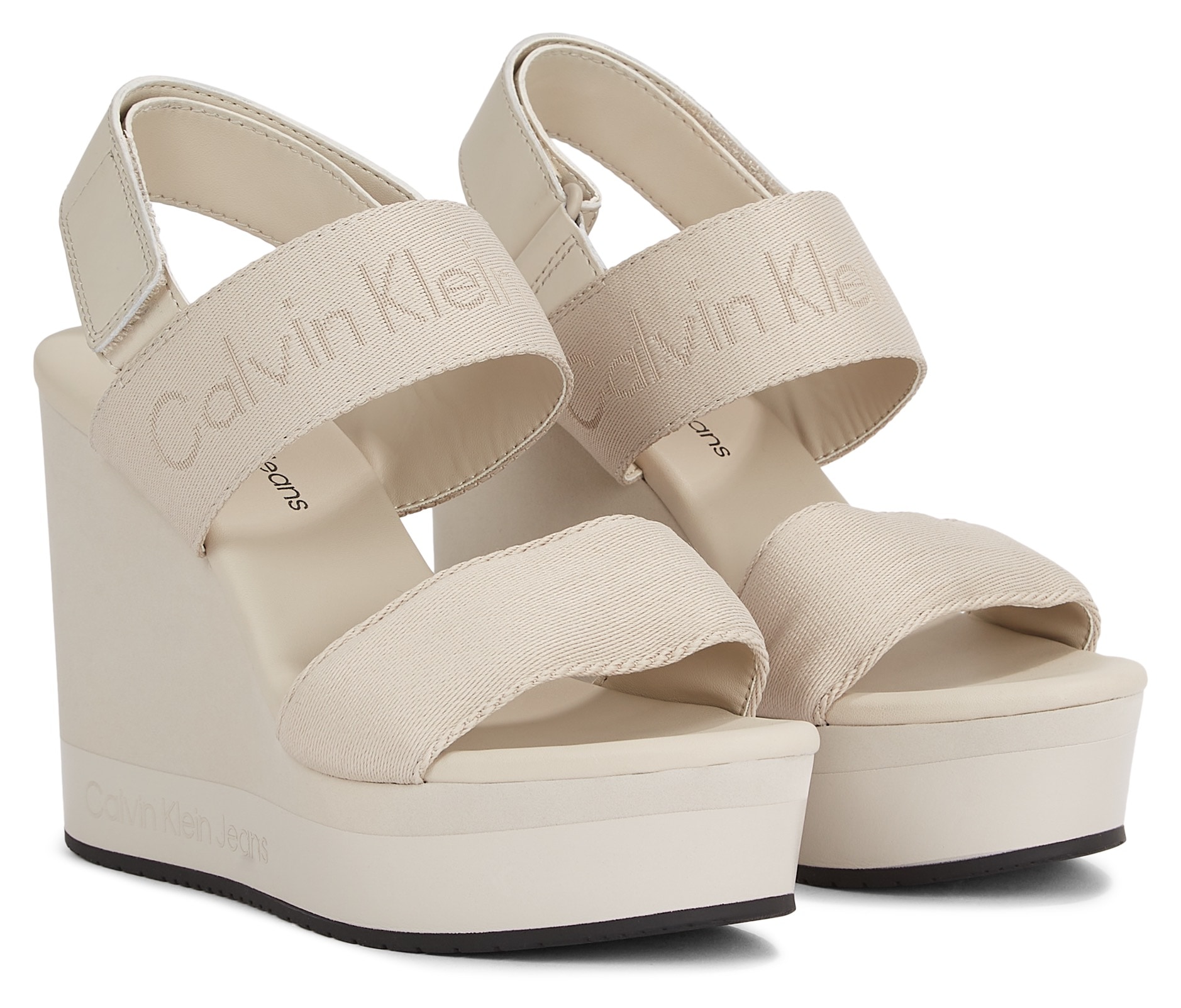 Calvin Klein Jeans Keilsandalette »WEDGE SANDAL WEBBING IN MR«, Sommerschuh, Sandale, Keilabsatz, mit Logoschriftzug