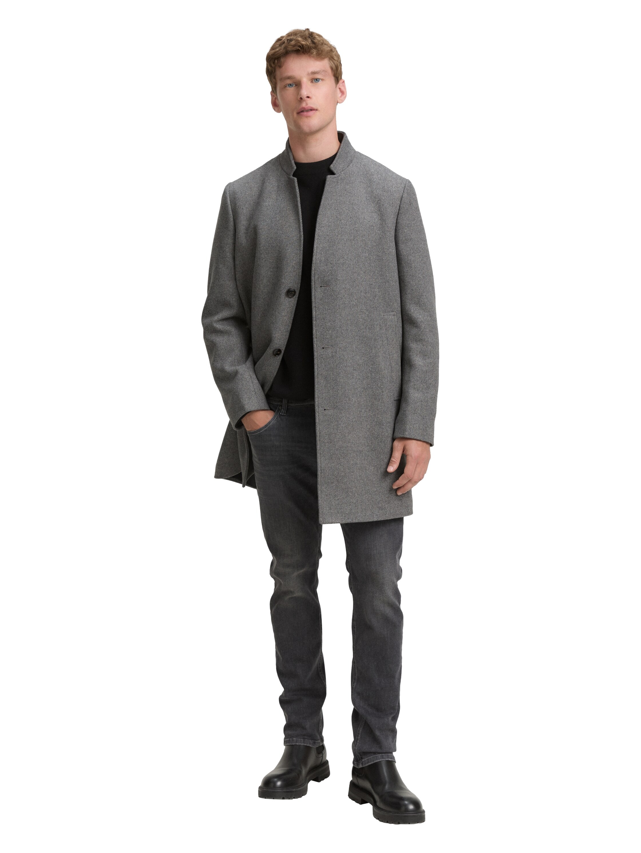 TOM TAILOR Denim Wolljacke, mit Stehkragen