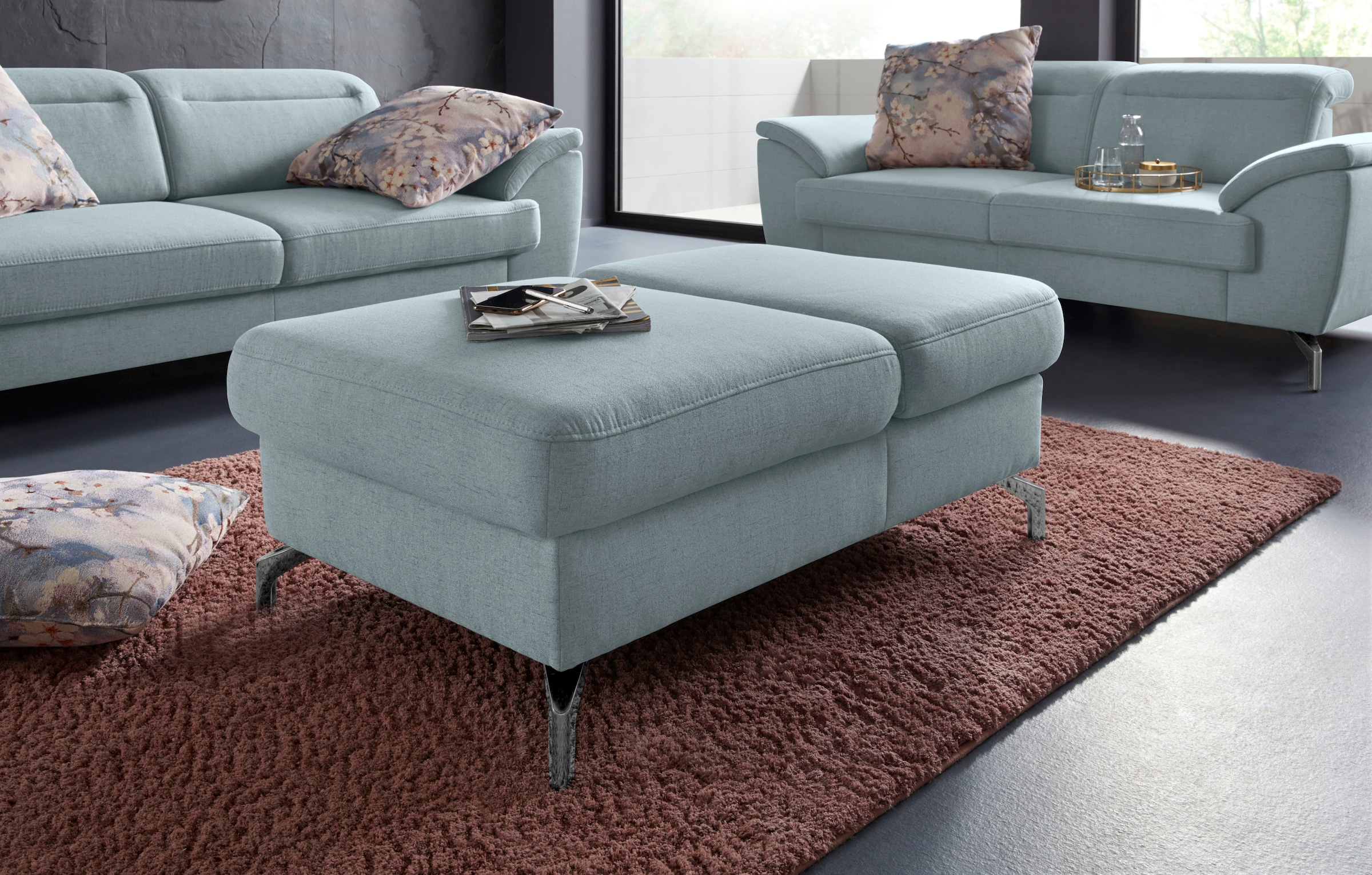 sit&more Hocker »Percy« Fusshöhe 15cm, mit Klappfunktion, wahlweise in 2 Fussfarben