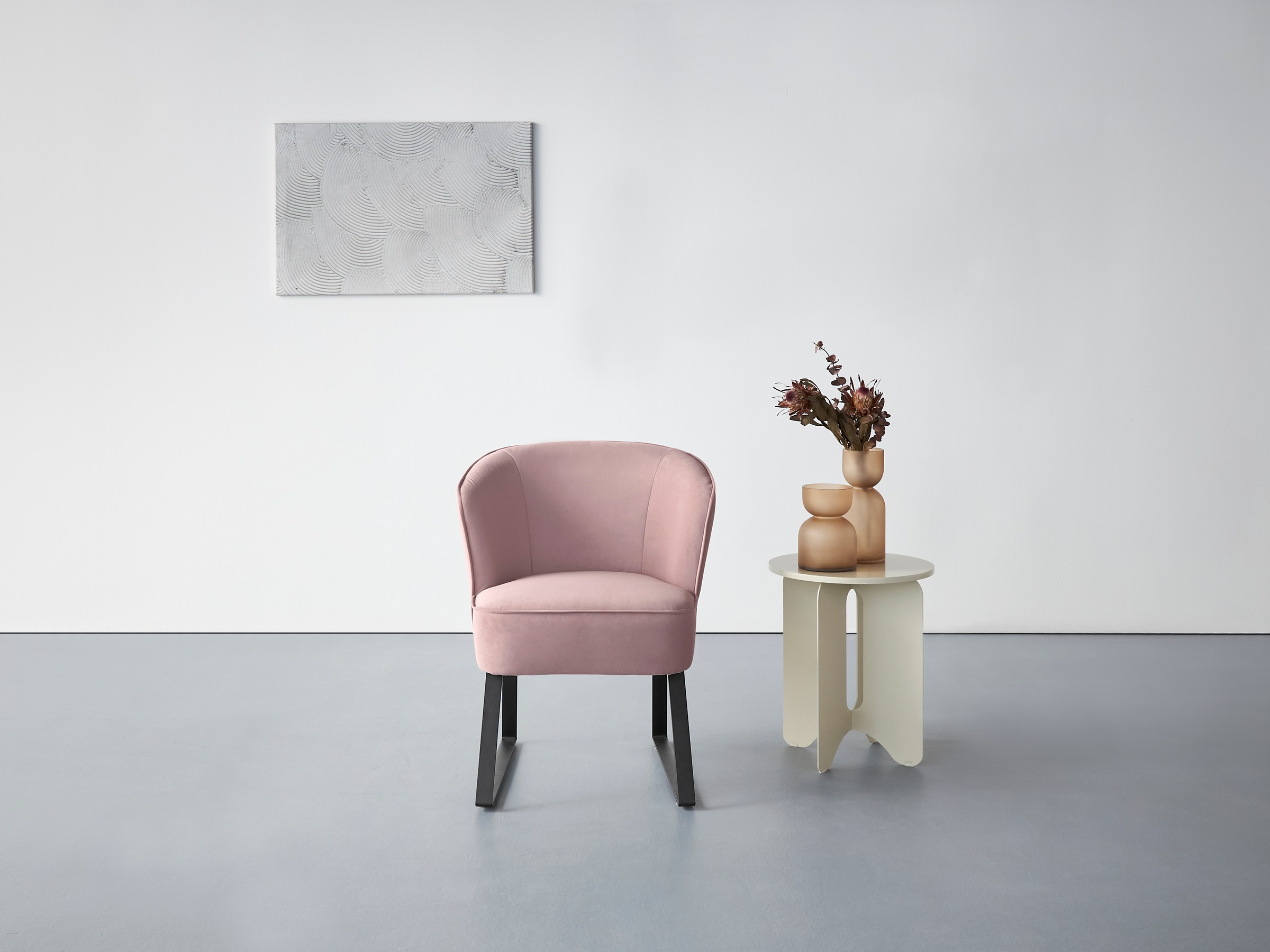 exxpo - sofa fashion Sessel »Americano, Loungesessel«, mit Keder und Metallfüssen, Bezug in verschiedenen Qualitäten, 1 Stck.