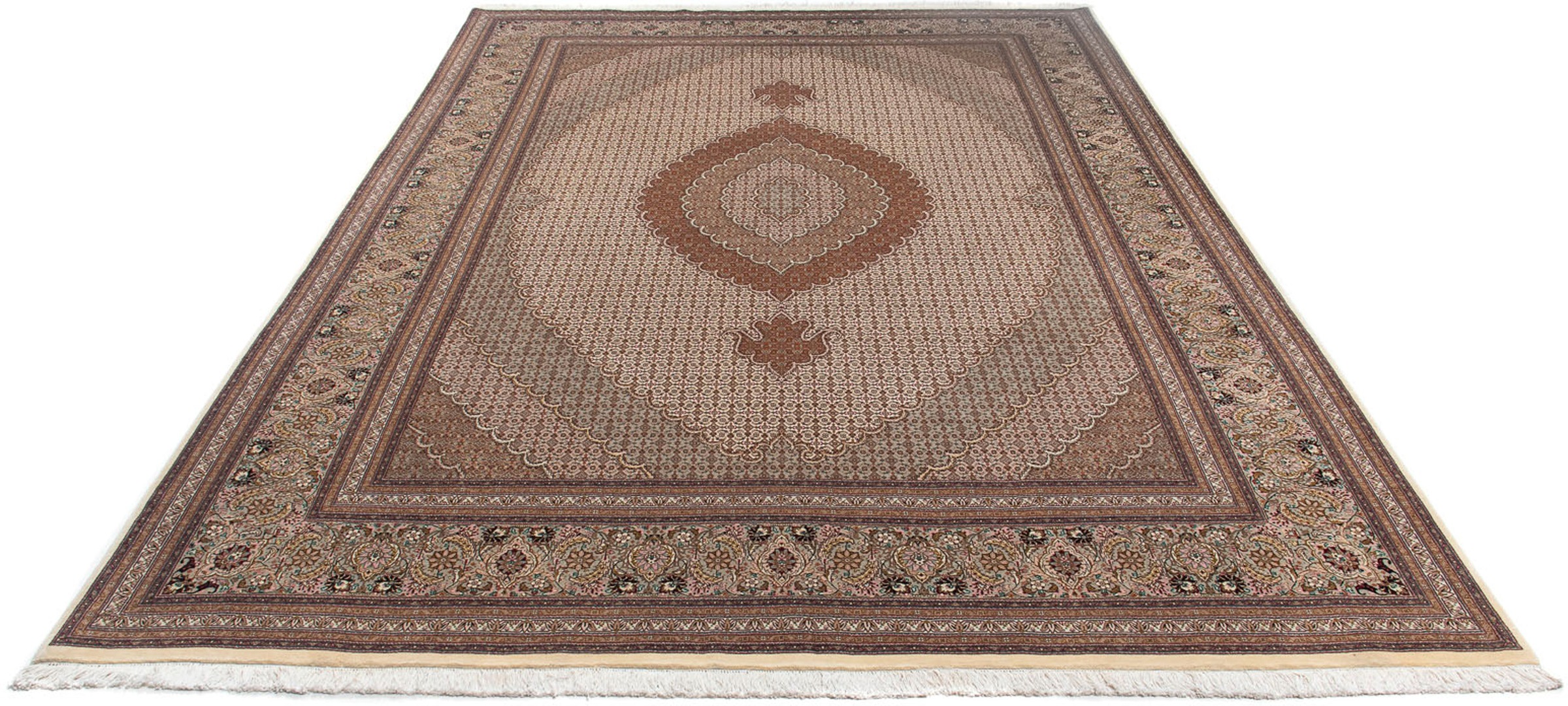 Image of morgenland Orientteppich »Perser - Täbriz - 363 x 250 cm - hellbraun«, rechteckig, 10 mm Höhe, Wohnzimmer, Handgeknüpft, Einzelstück mit Zertifikat bei Ackermann Versand Schweiz