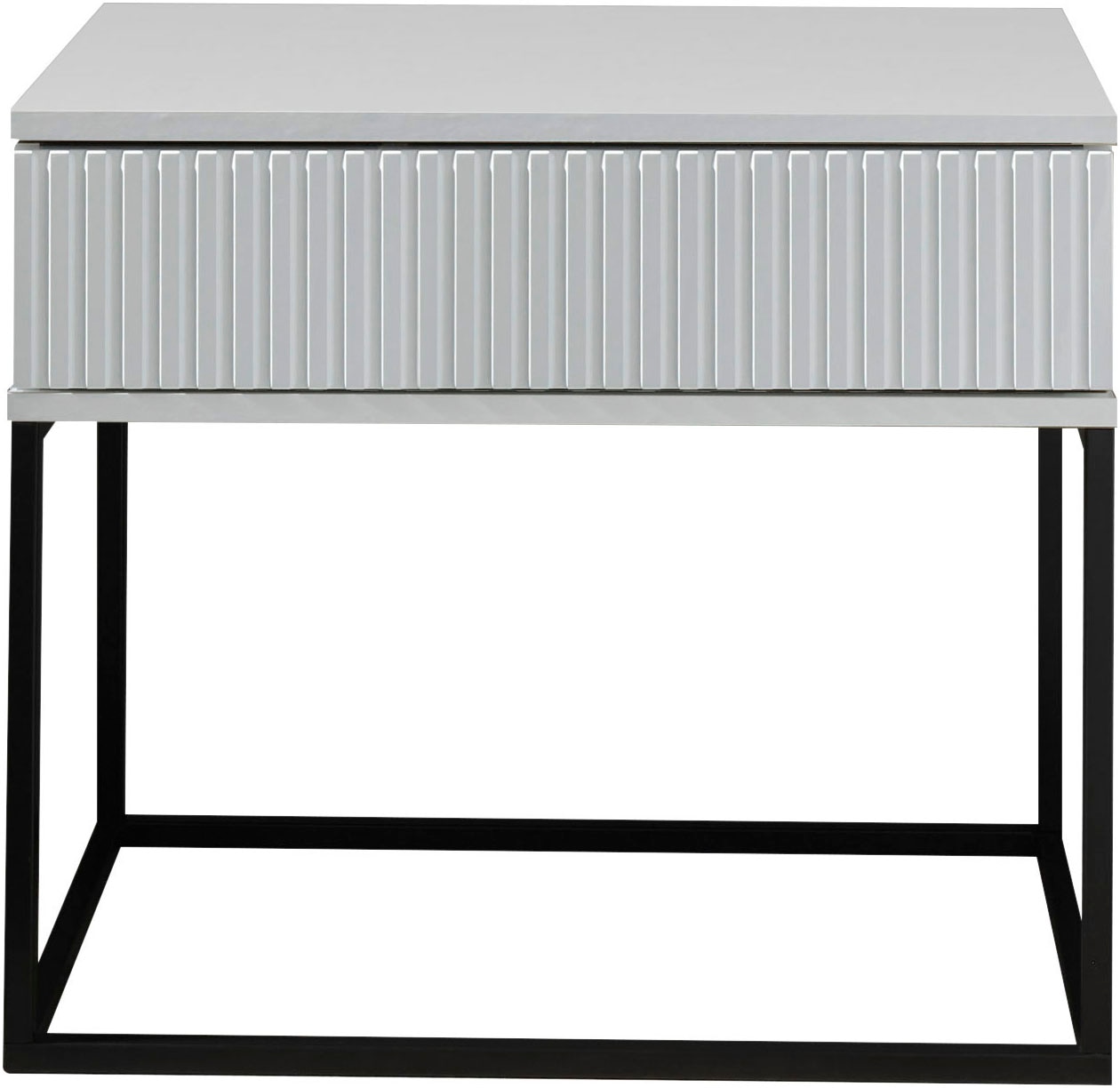Schlafkontor Table de nuit »Marle Nachtkonsole, Nachtkästchen auf Metall-Fussgestell« Schubkasten in Rillenoptik auf schwarzem Metallgestell