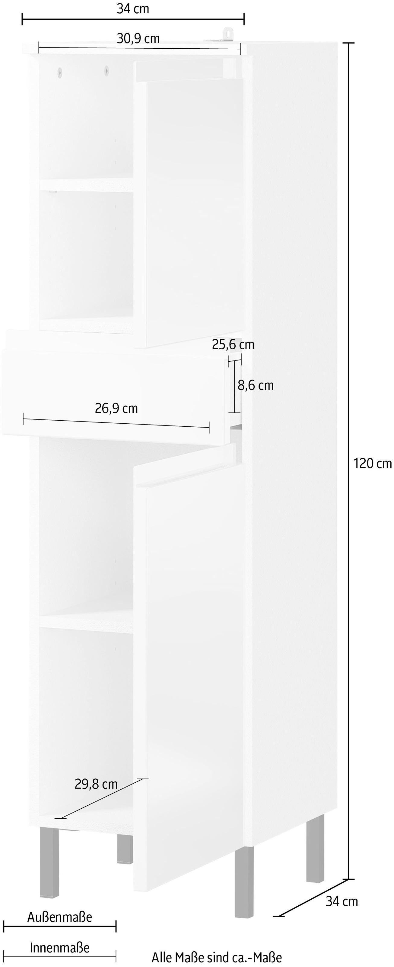 GERMANIA Midischrank »Scantic« 1 Stk. tlg. mit griffloser Optik