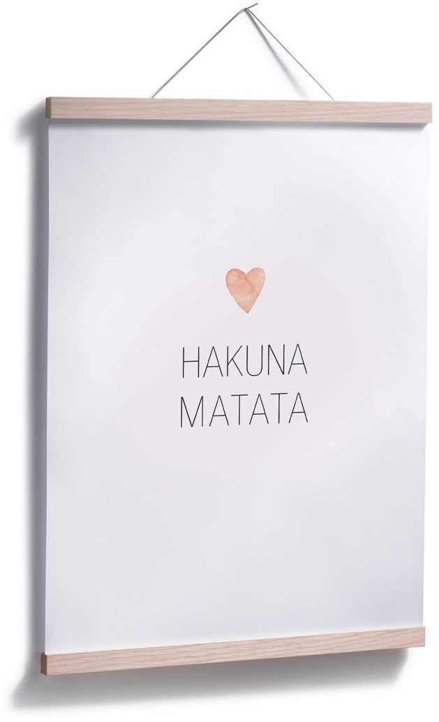 Wall-Art Poster »Herz Schriftzug Hakuna Wandbild, Wandposter (1 Bild, Matata«, Schriftzug, St.), Poster