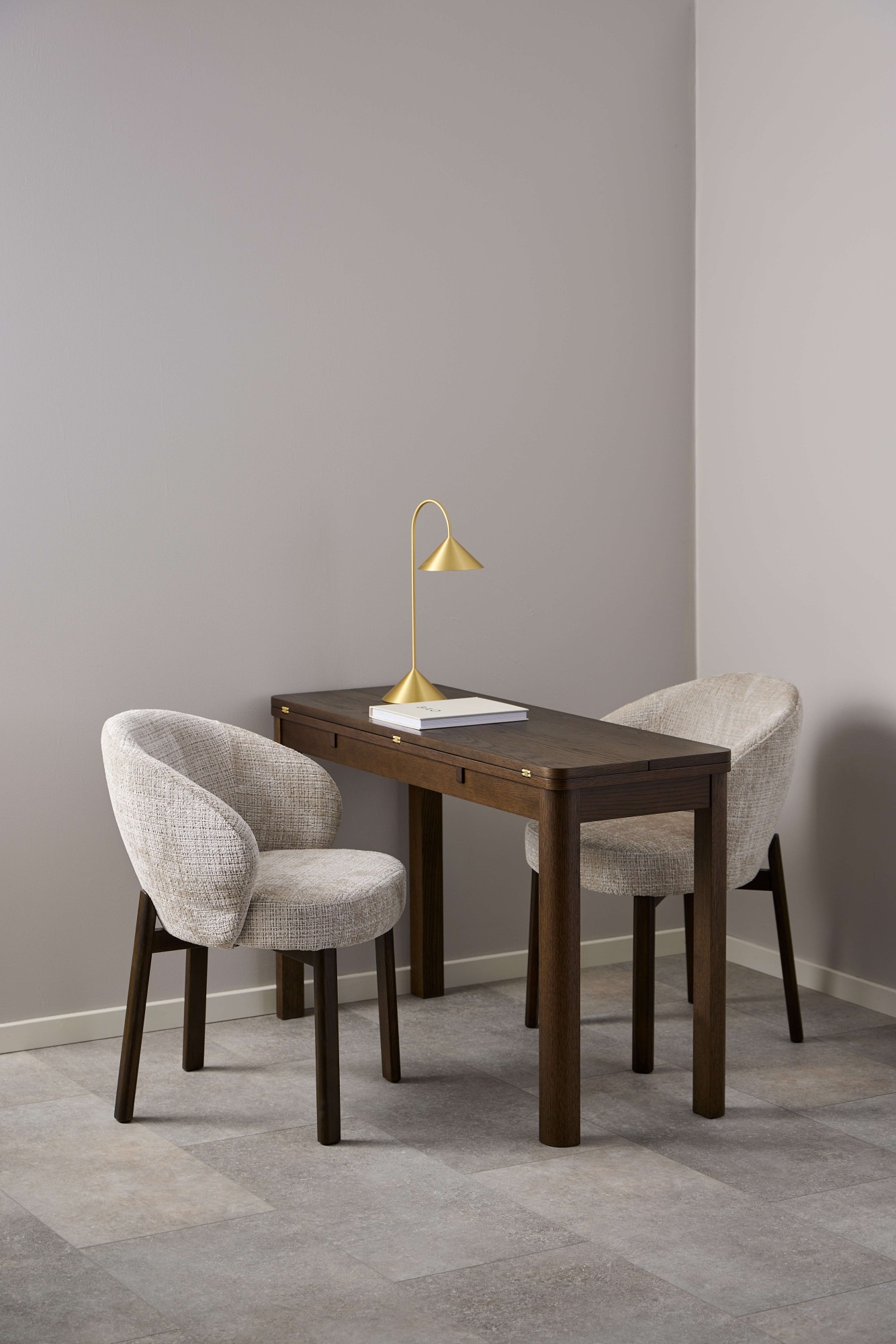 ACTONA GROUP Chaise de salle à manger »Polsterstuhl« (Ensemble) 2 cuisChaise, tissu beige, accoudoirs, rembourrage, pieds ronds en chêne, FSC™