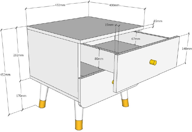 Vipack Table de nuit »Billy« Fabriqué en Europe, 