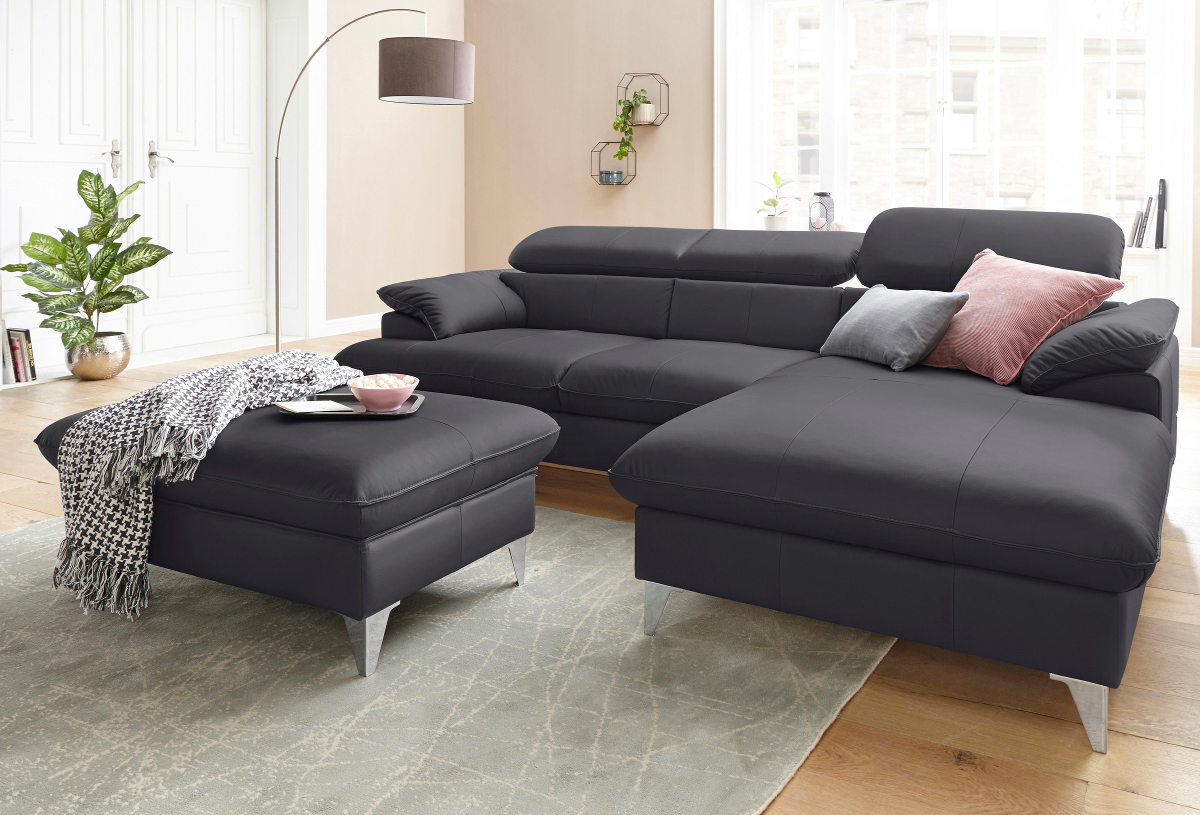 COTTA Ecksofa »Caluso L-Form«, inklusive Kopfteilverstellung, wahlweise mit Bettfunktion