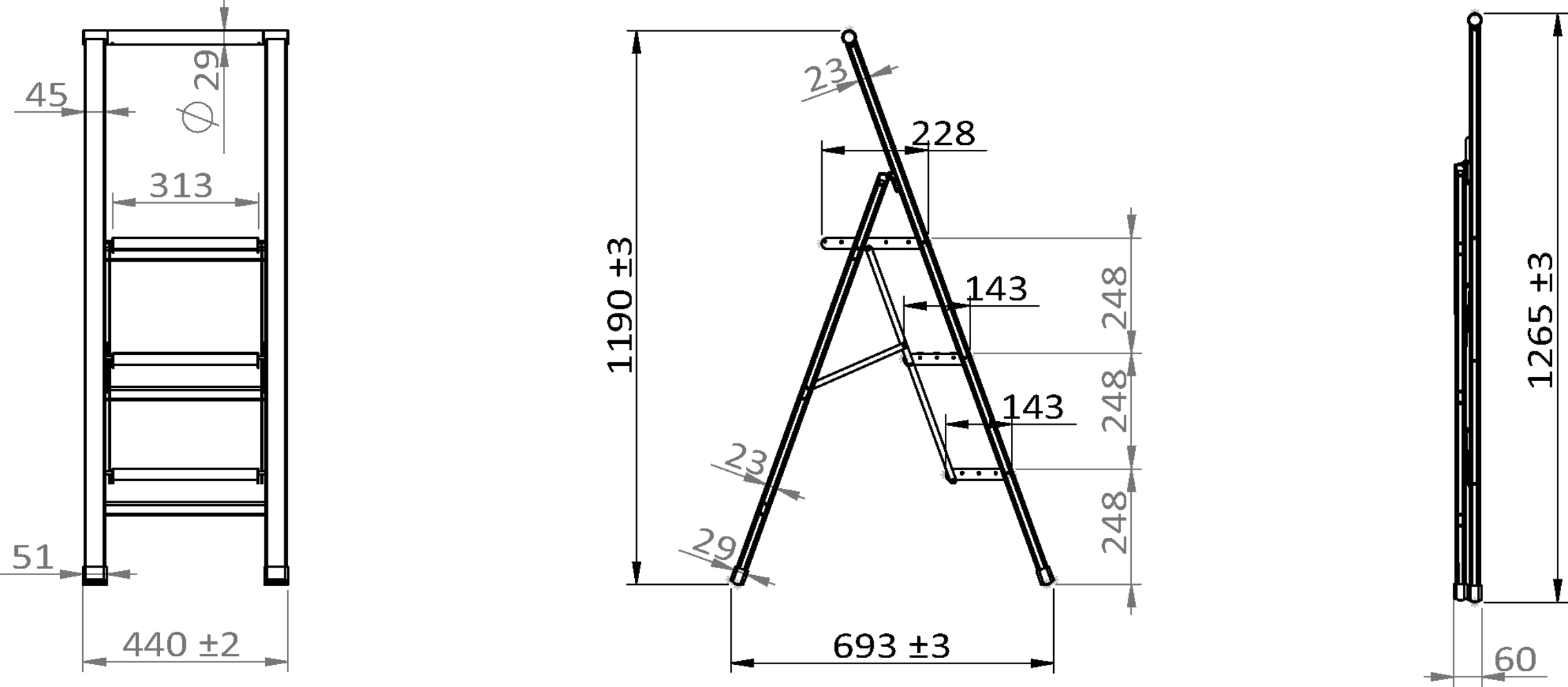 WENKO Trittleiter »Modell Alu-Design«, Klapptritt Leiter, rutschsichere XXL-Stufen, klappbar, bis 150 kg
