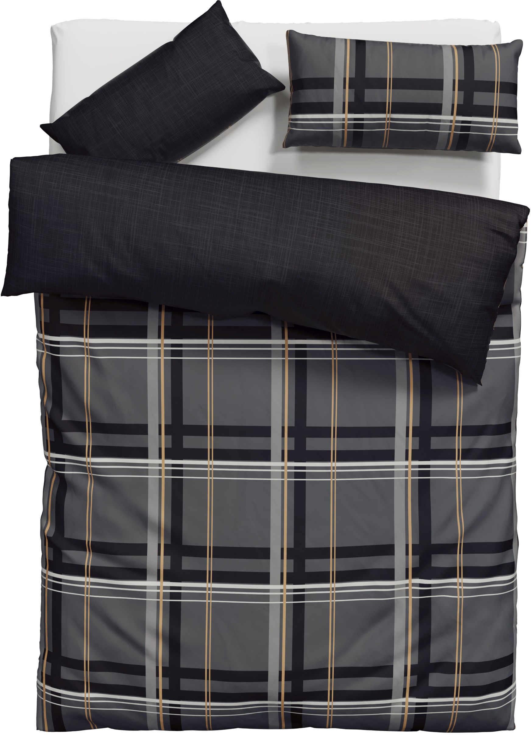 GOODproduct Linge de lit réversible »Talin« 2 cuis ab Gr. 135x200, 100% Baumwolle, Karo-Design, Marke H.I.S. by GOODproduct