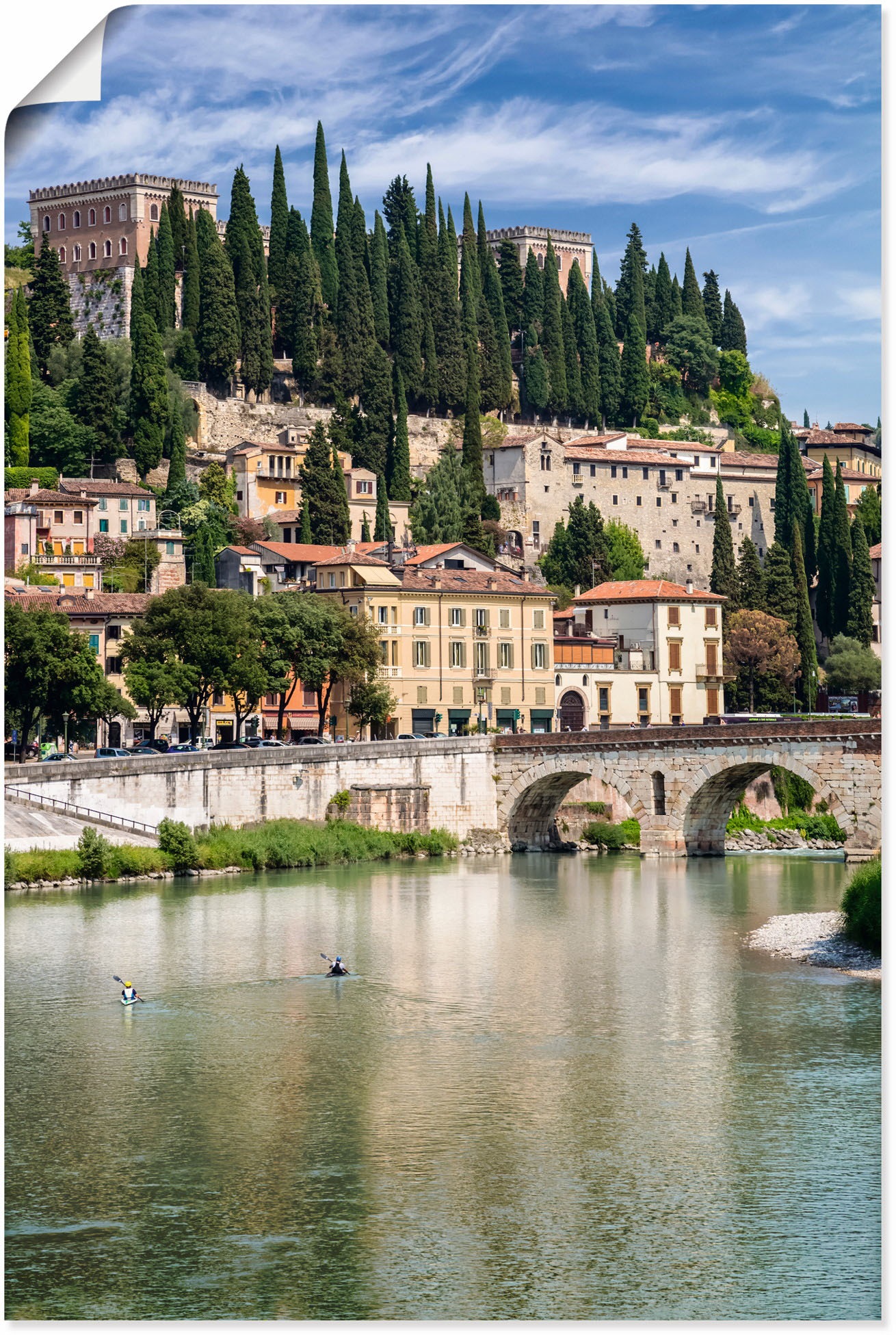Image of Artland Wandbild »VERONA Etsch und Hügel San Pietro«, Italien, (1 St.), in vielen Grössen & Produktarten - Alubild / Outdoorbild für den Aussenbereich, Leinwandbild, Poster, Wandaufkleber / Wandtattoo auch für Badezimmer geeignet bei Ackermann Versand Sch