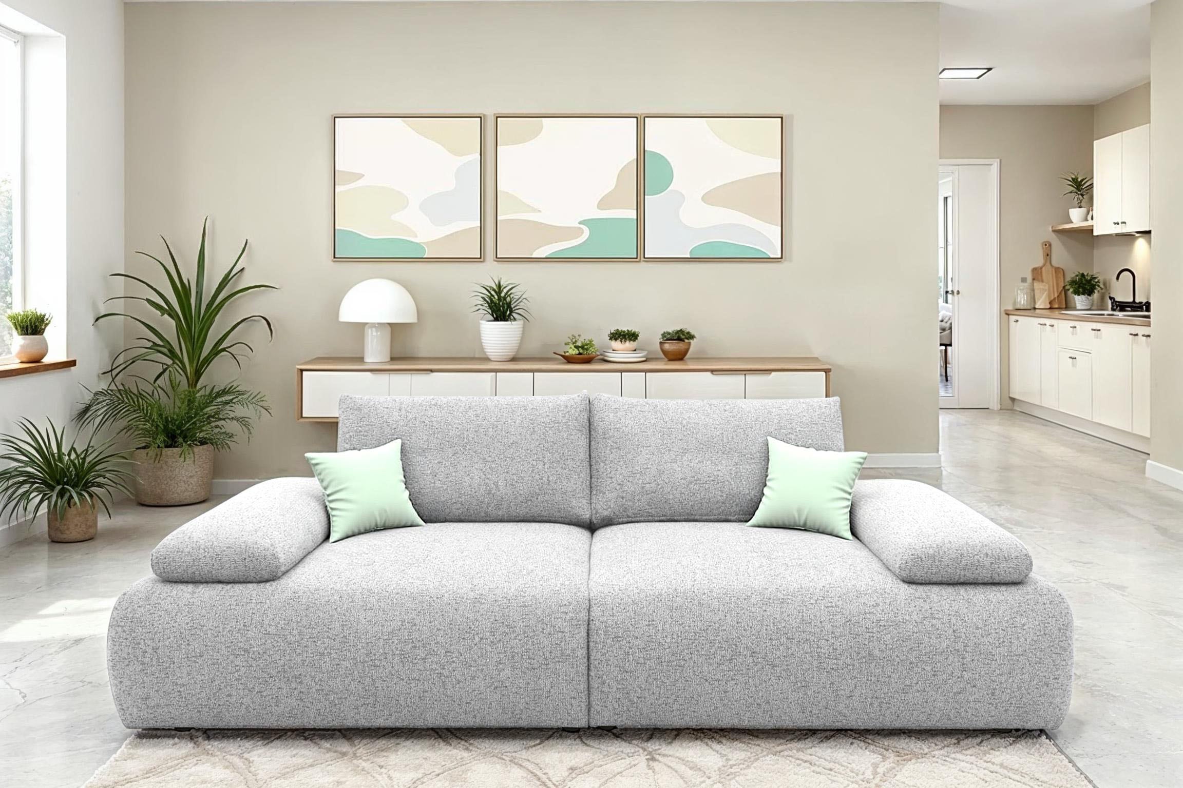 DOMO collection Big-Sofa »800016 Megasofa Breite 244cm, Federkernunterfederung«, (2 St.), moderner Strukturstoff aus 95% Polyester und 5% Baumwolle