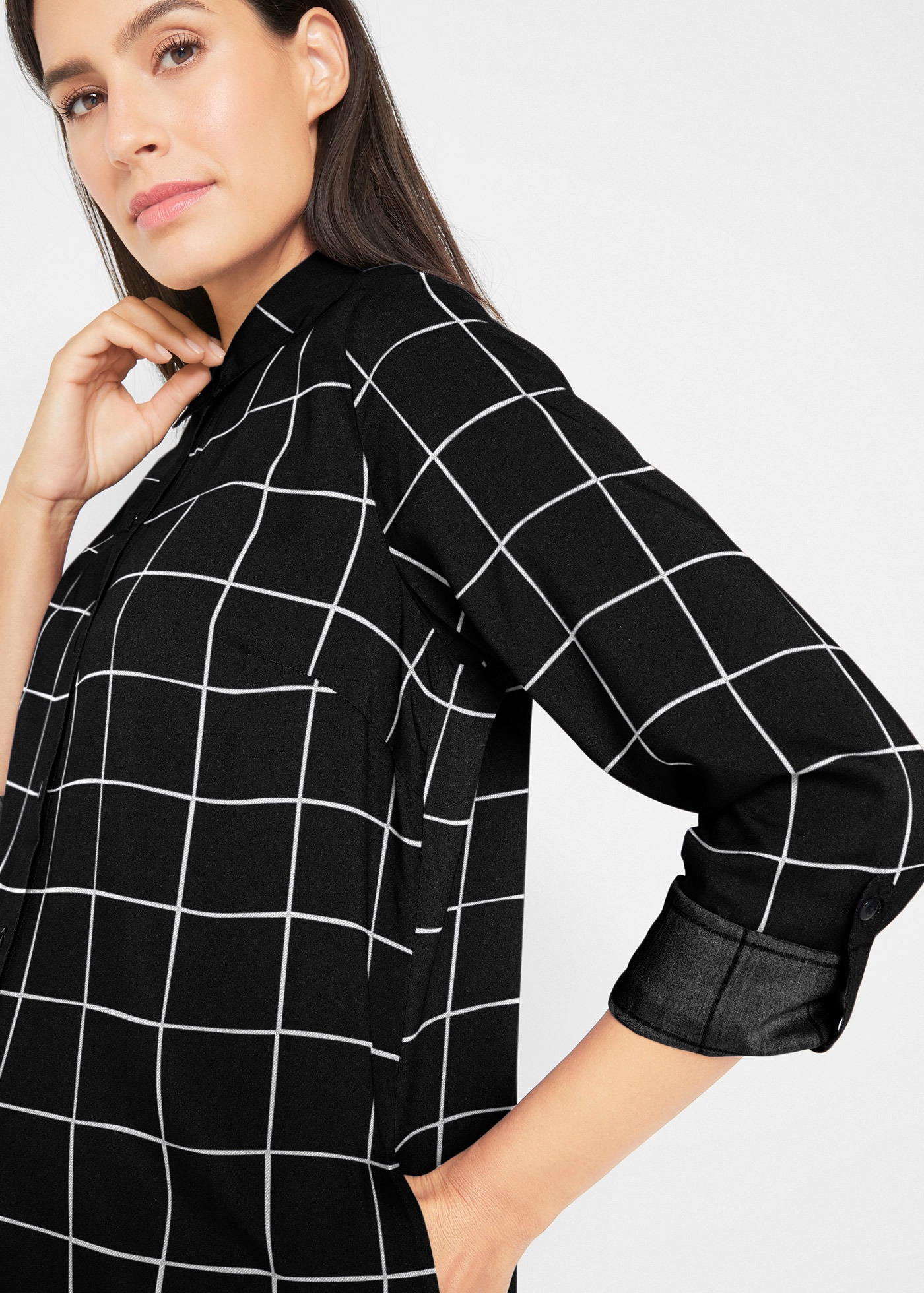 bonprix Longbluse »Karierte Longbluse mit Taschen« Karierte Longbluse mit Taschen