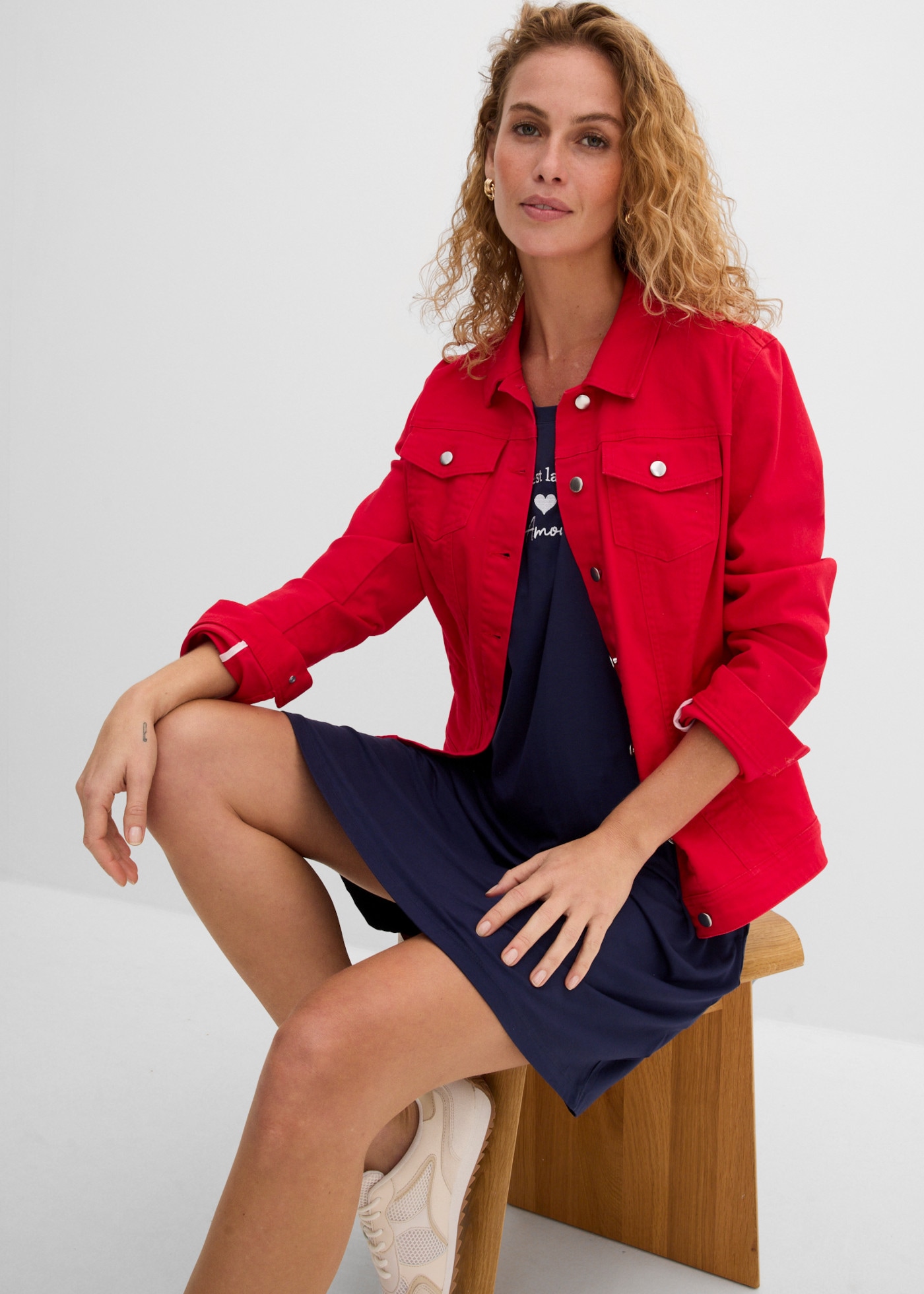 bonprix Robe en jersey coupe ample, en viscose et élasthanne, col rond