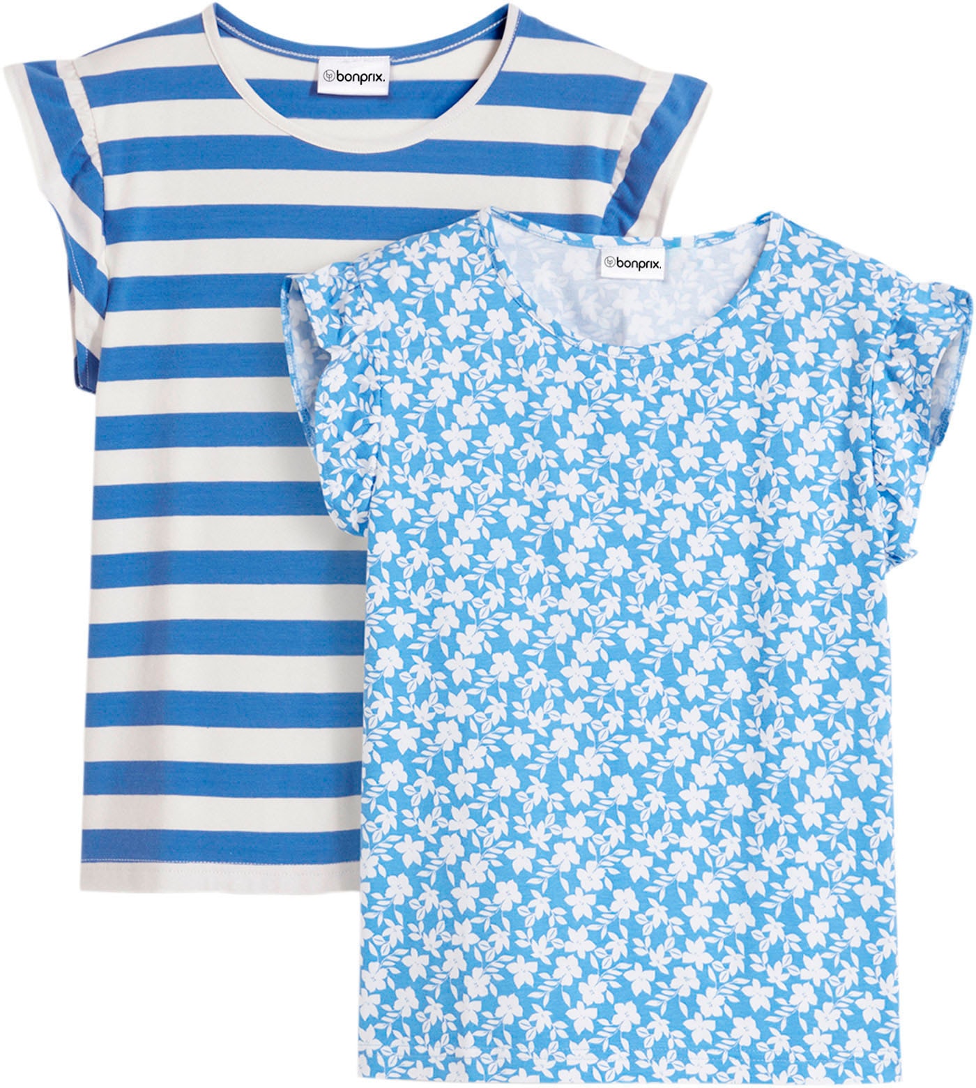 Image of bonprix T-Shirt Packung, 2 Stk. Regular fit, mit Flügelärmel, aus Baumwolle und Elasthan