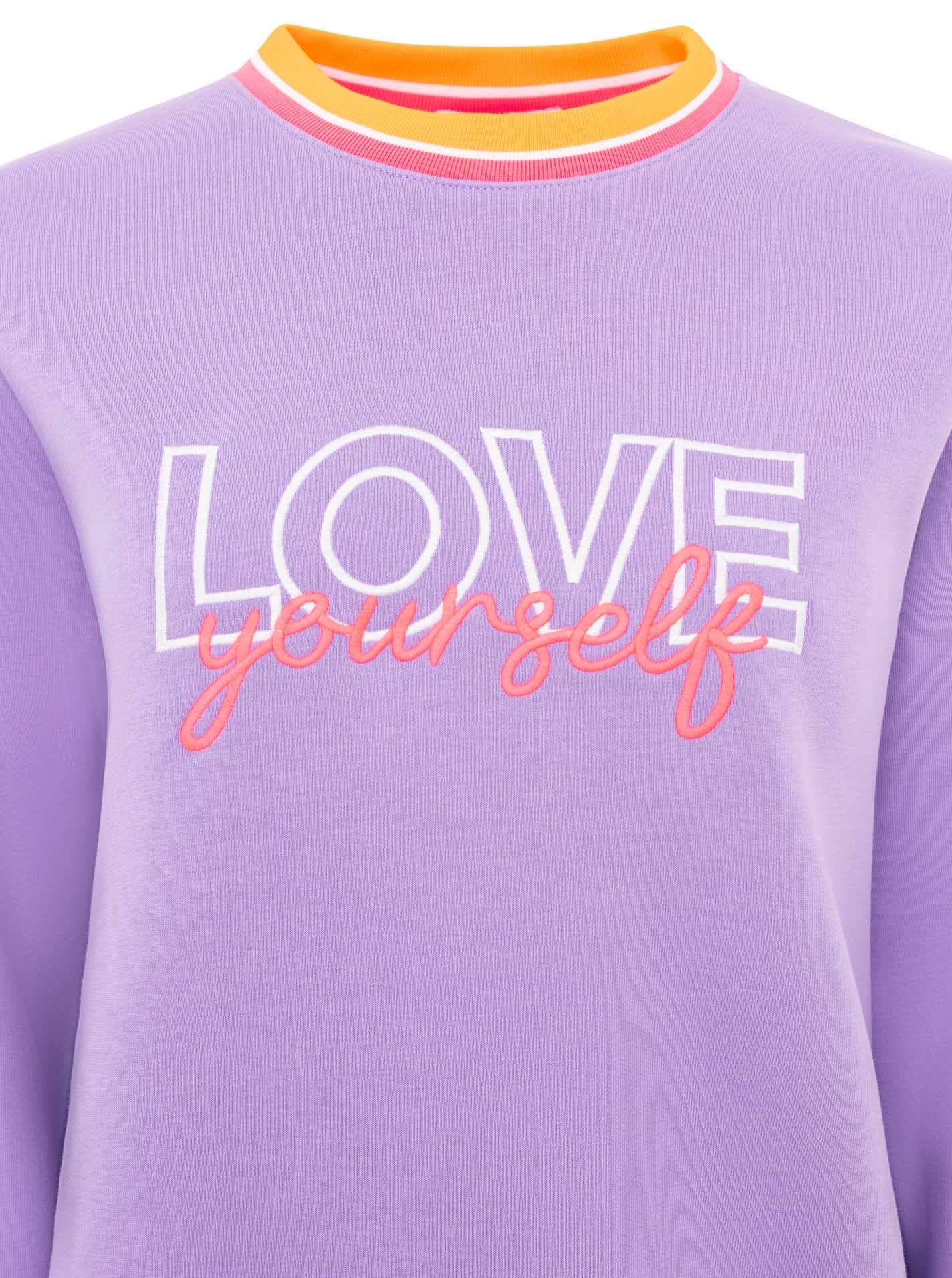 Zwillingsherz Hoodie »"Love Yourself"«, Rundhals, gestreifte Neon-Bündchen, gestickter Schriftzug
