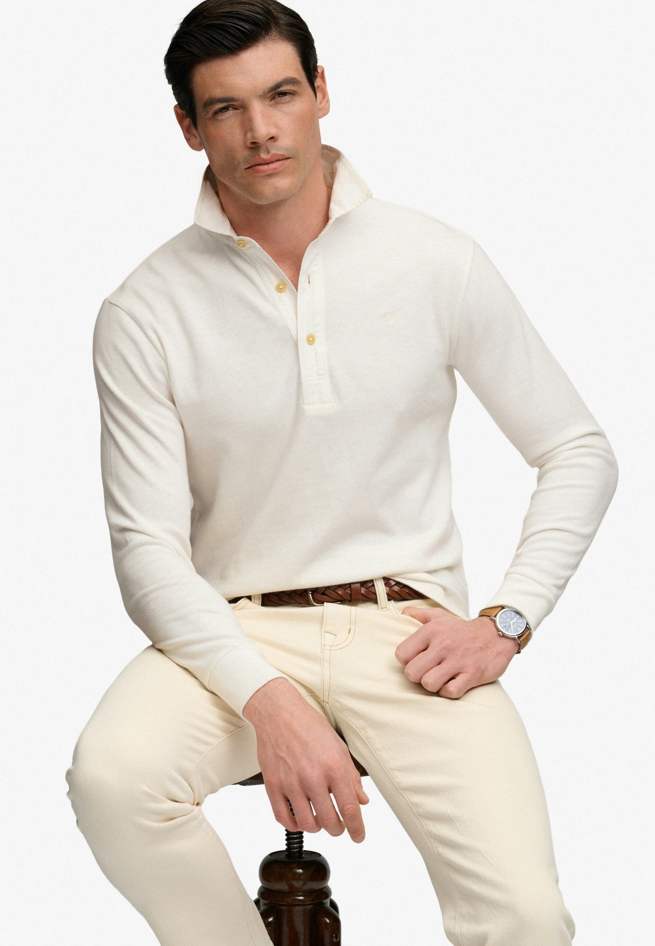 Superdry Polo à manches longues »CLASSIC RUGBY TOP« en coton et jersey simple, coupe décontractée, avec patte de boutonnage courte