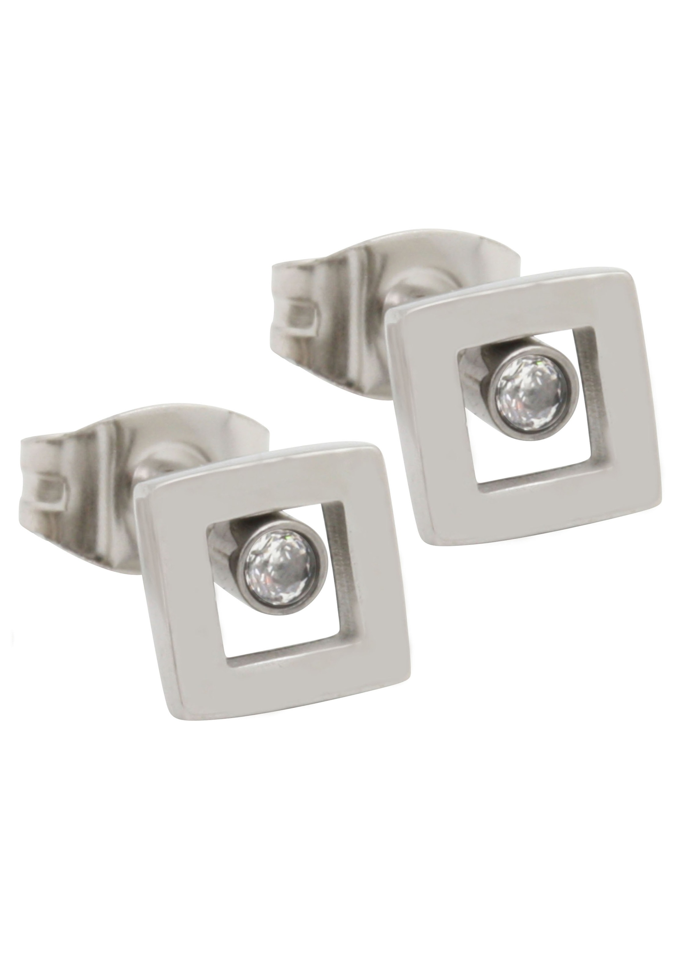 Paar Ohrstecker »In quadratischer Form, Glanz, massiv«